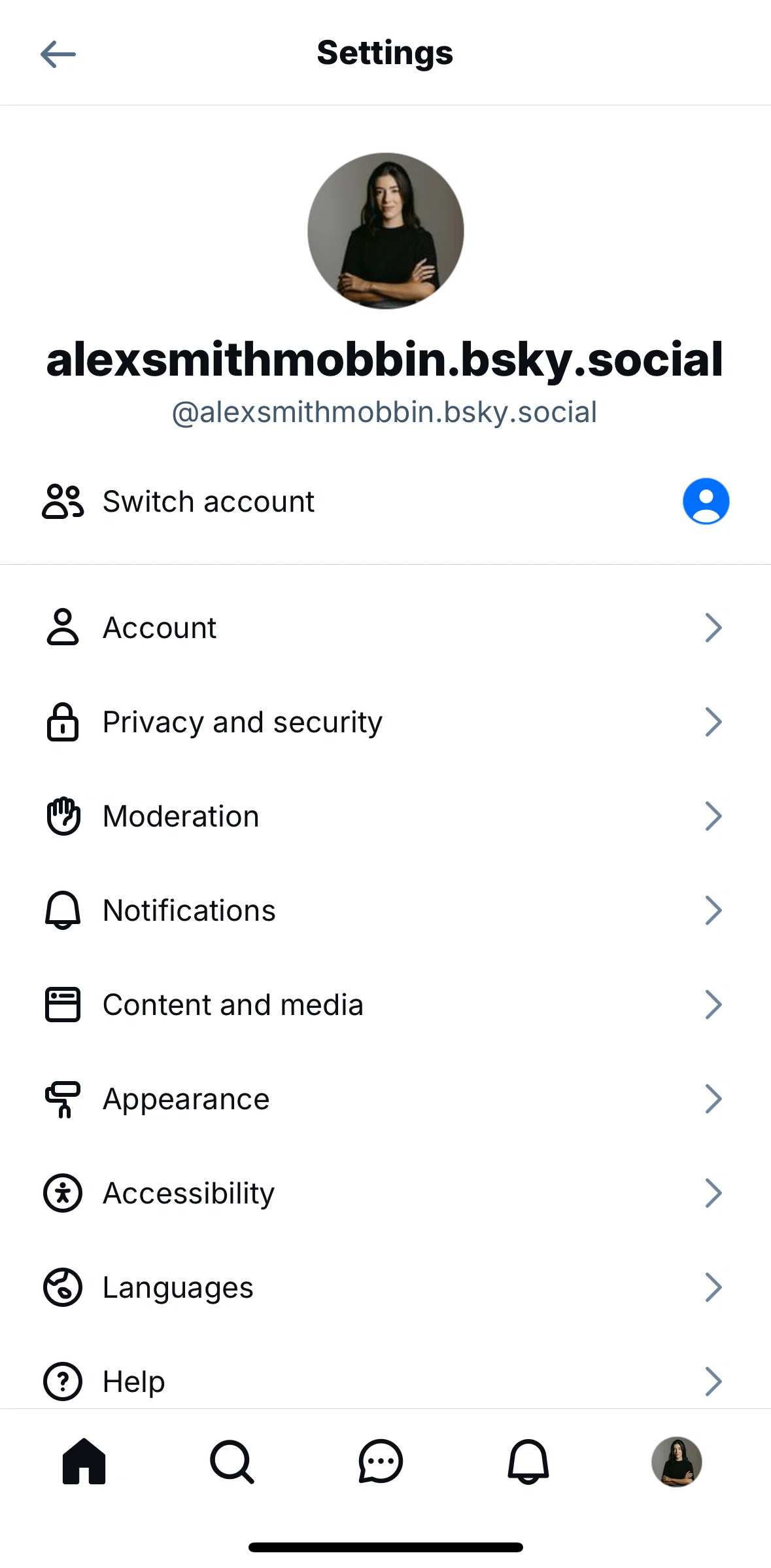 Bluesky Social Screen screen in the Switching accounts flow