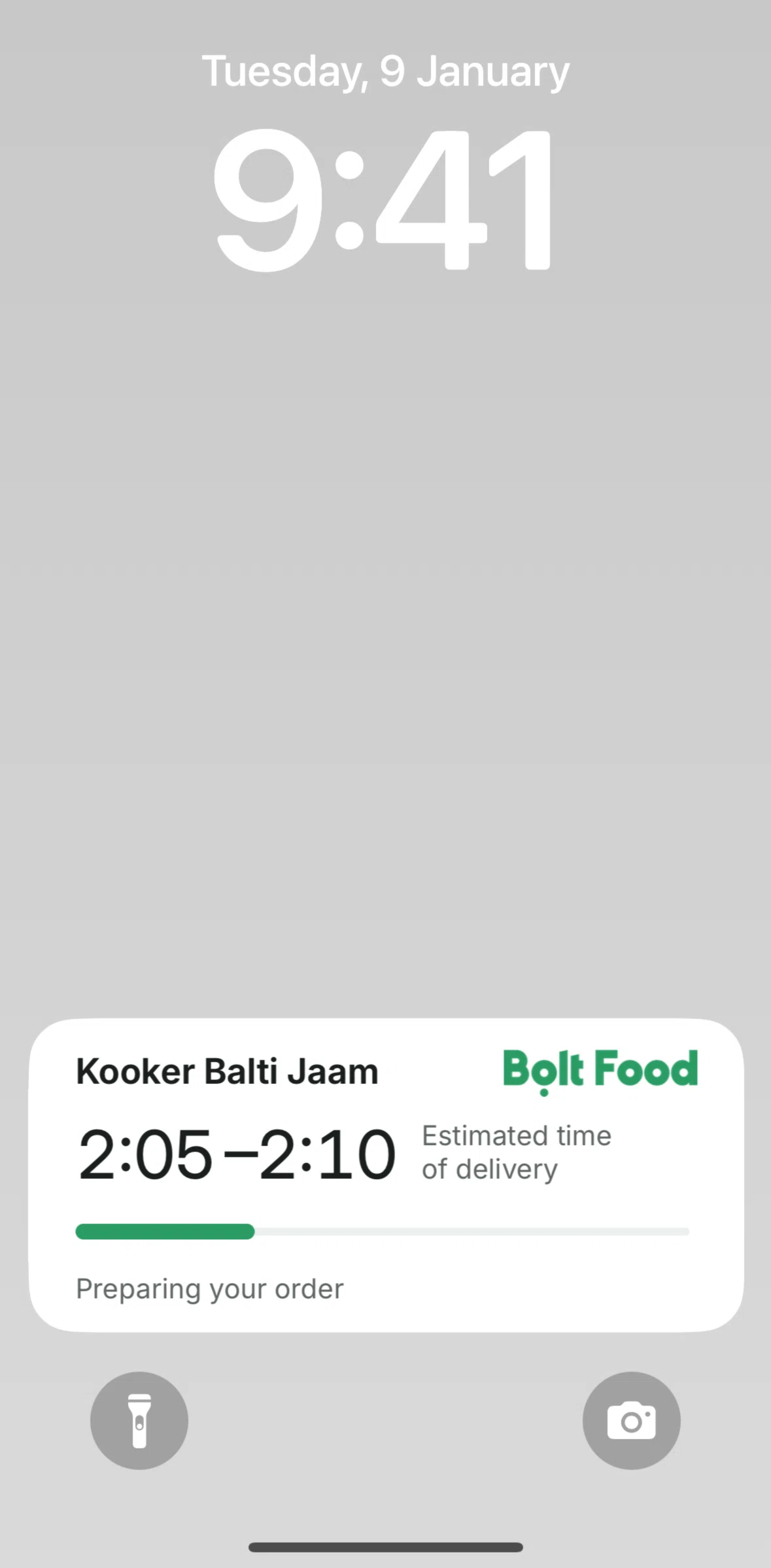 Bolt Food Screen screen in the Live Activities flow