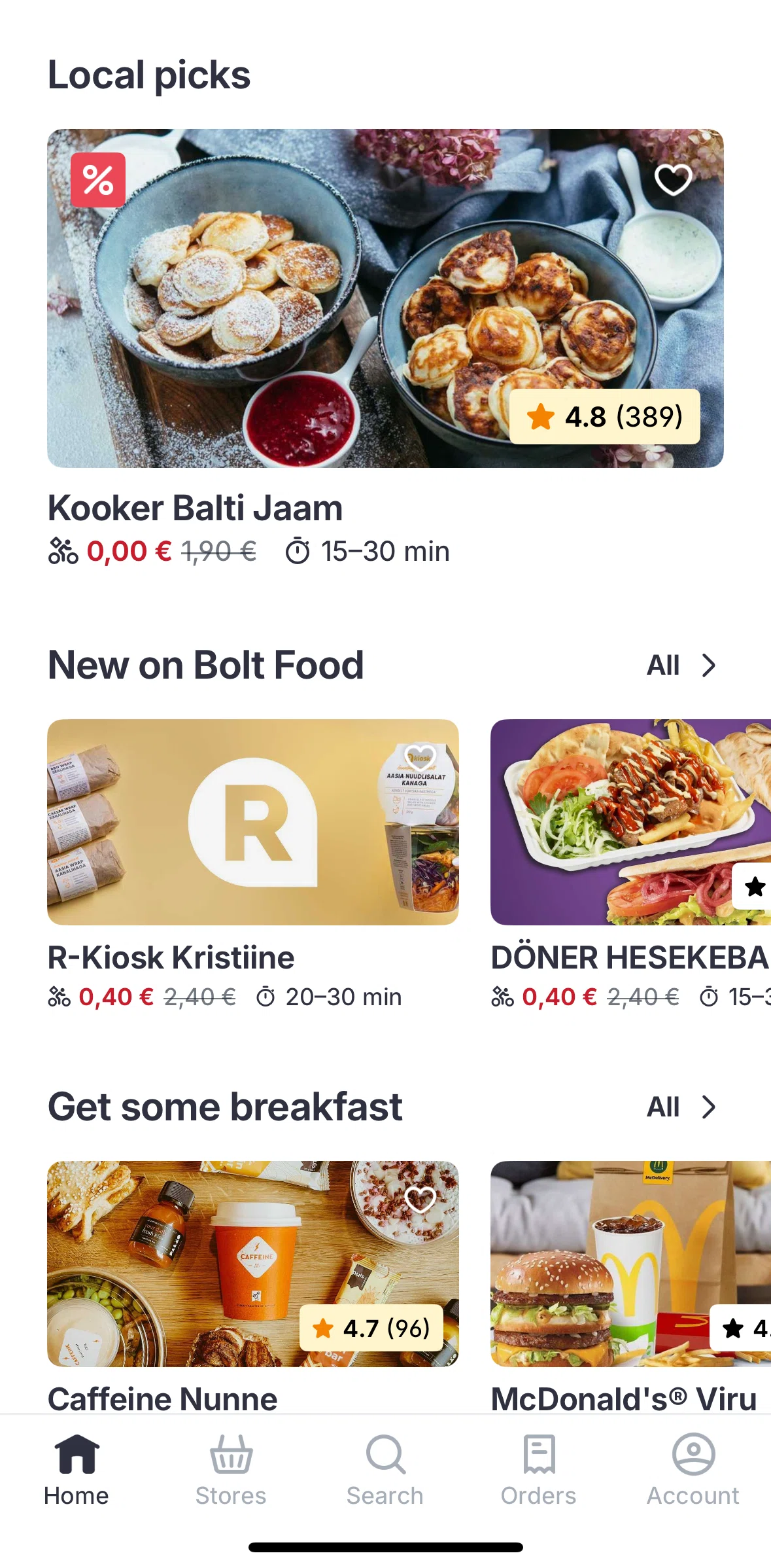 Bolt Food Screen screen in the Restaurant detail flow