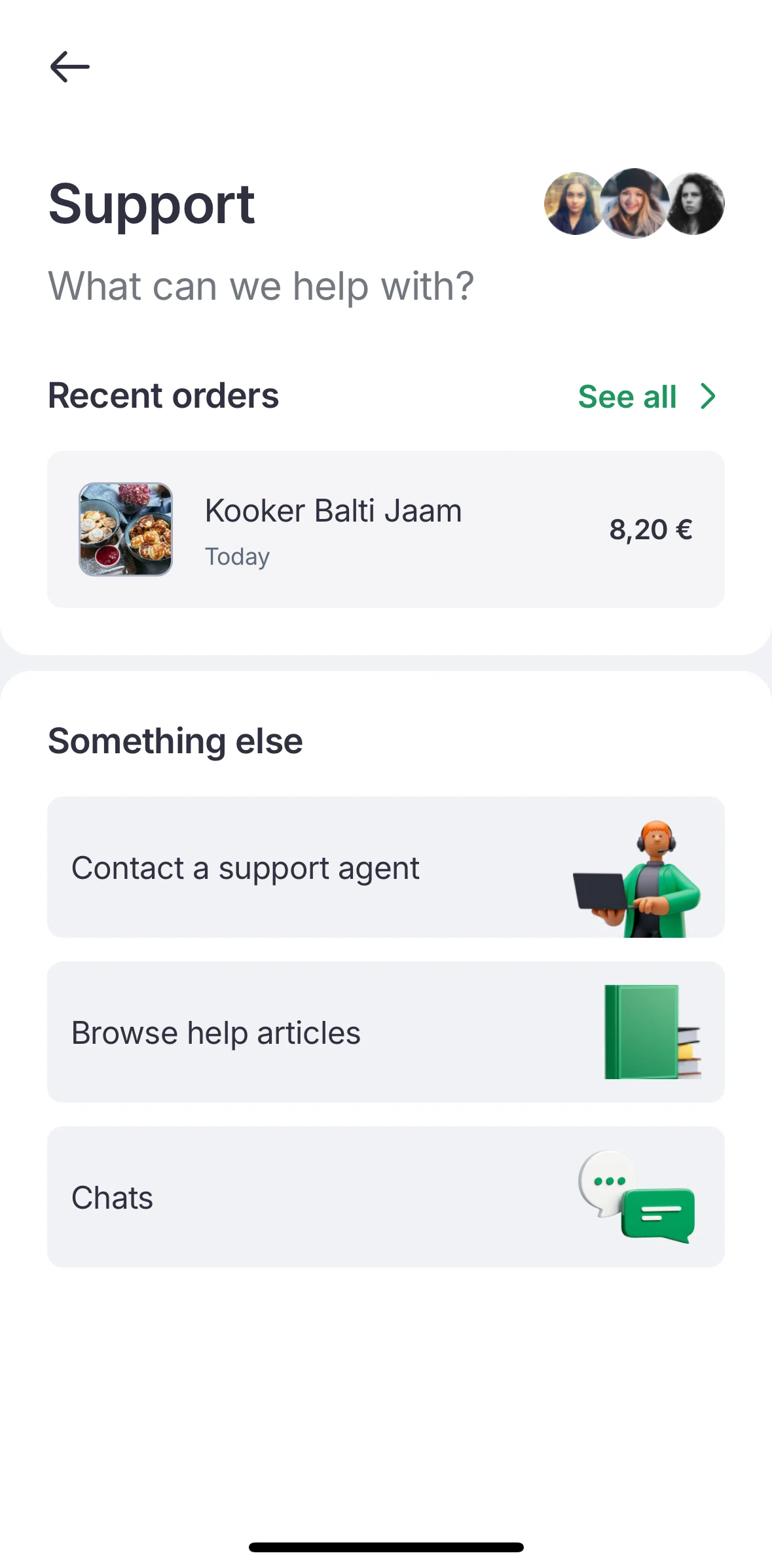 Bolt Food Screen screen in the View chats flow