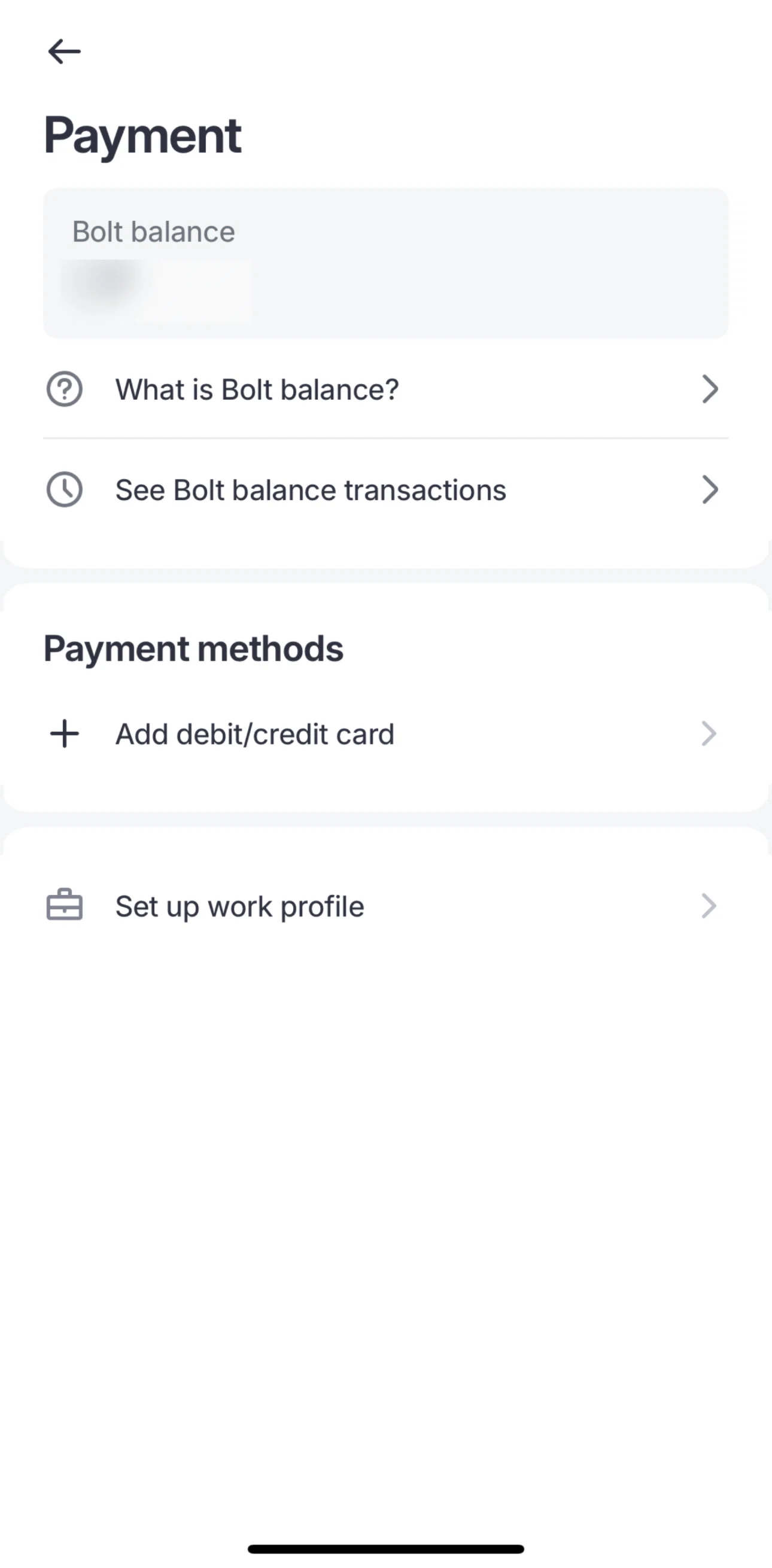 Bolt Screen screen in the Add a card flow