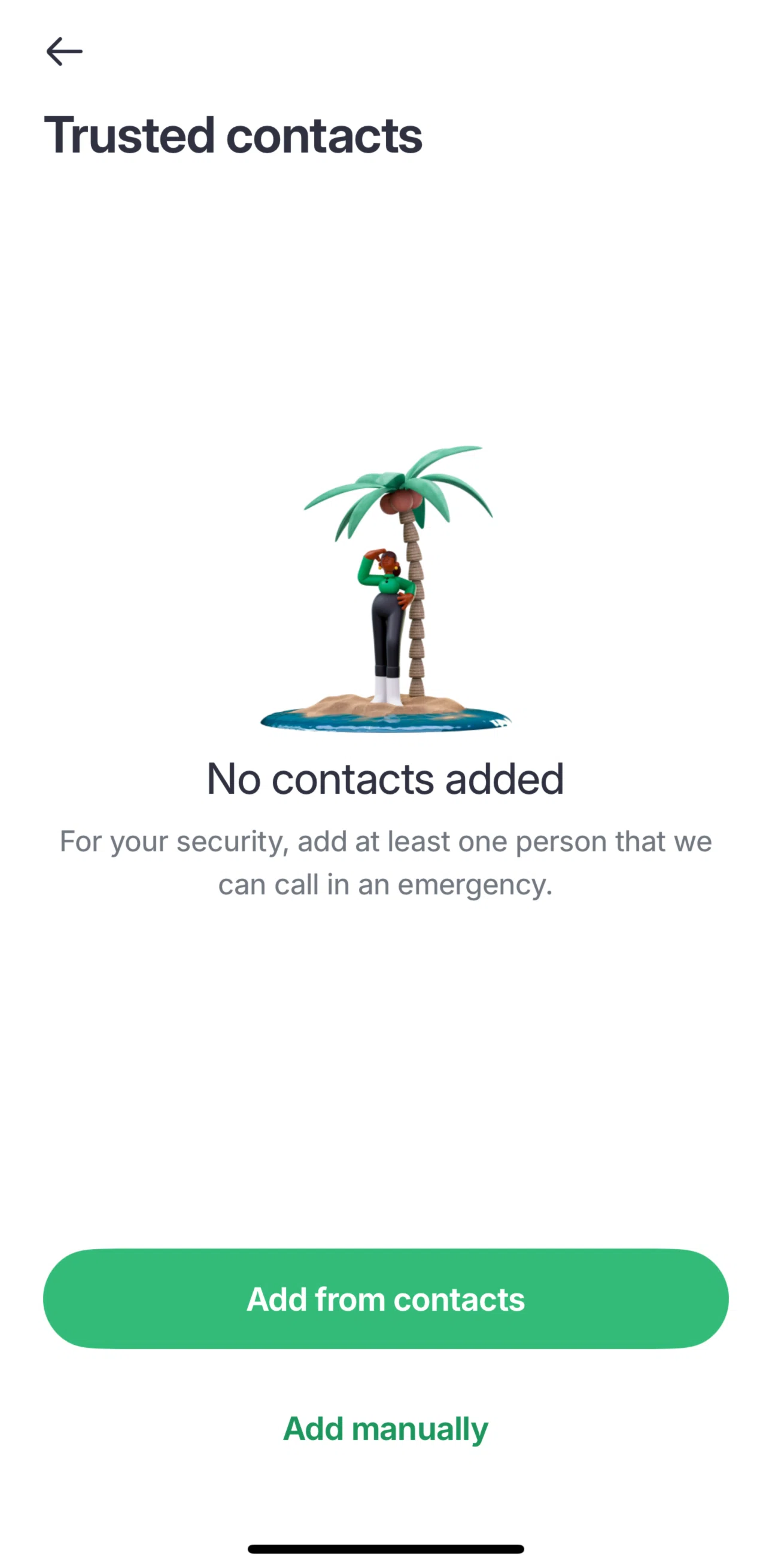 Bolt Screen screen in the Adding a contact flow
