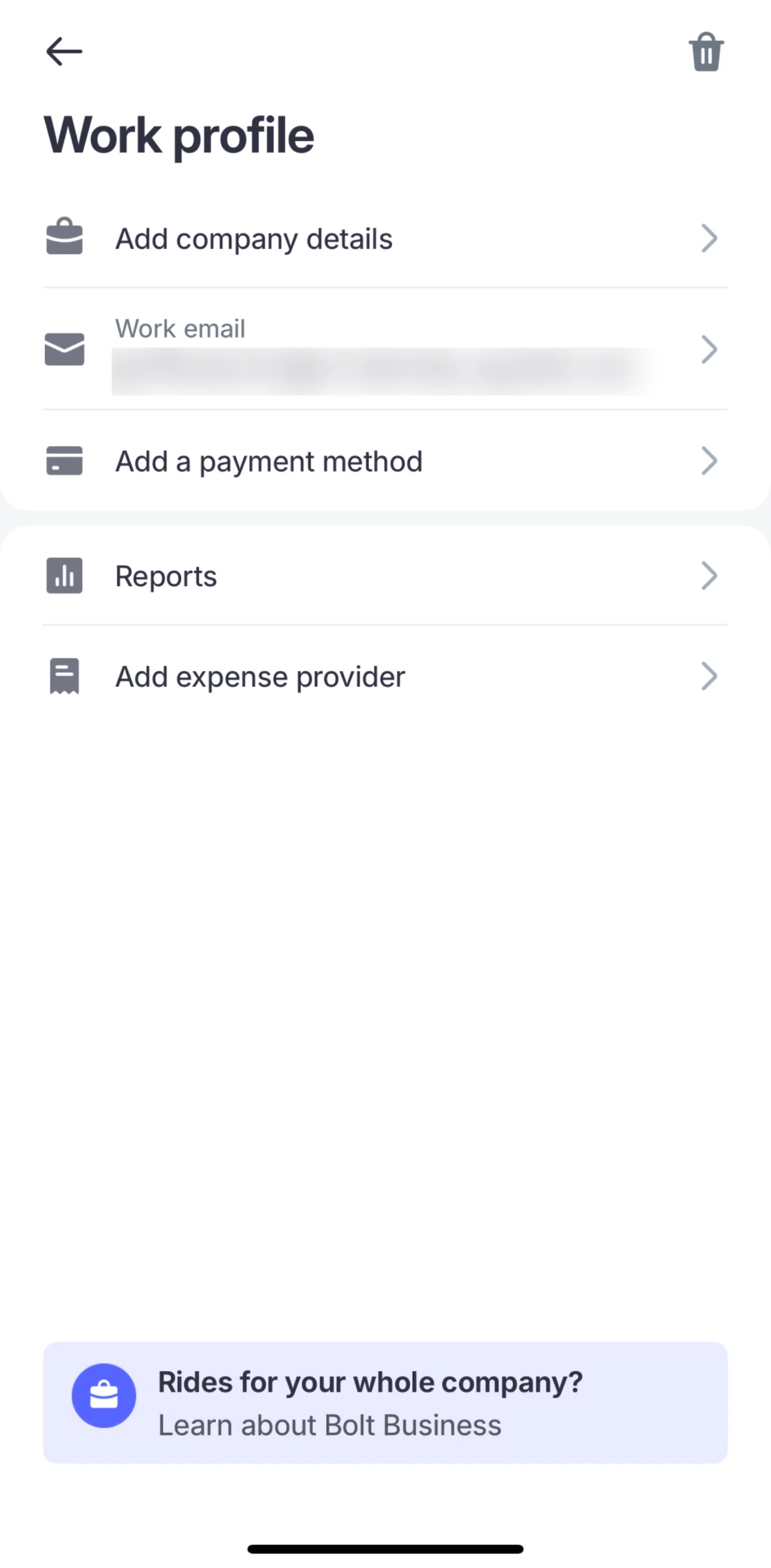 Bolt Screen screen in the Adding company details flow