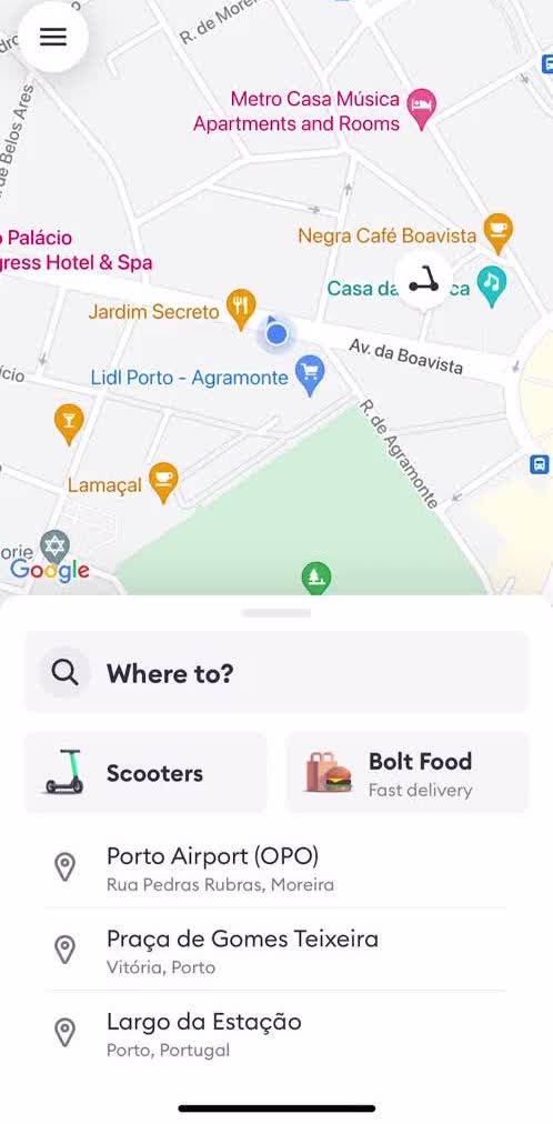 Bolt Home screen in the Booking Transport flow
