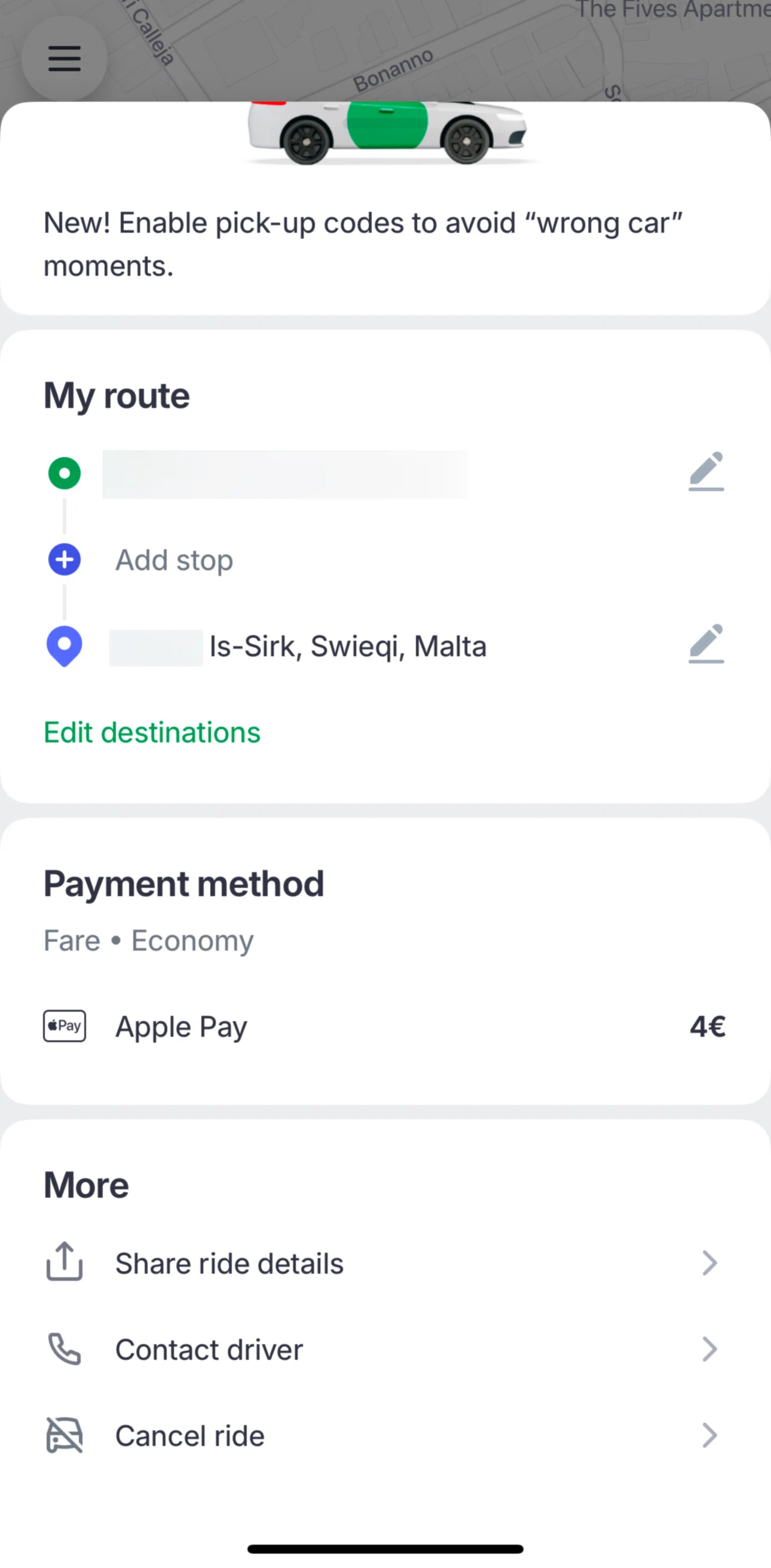 Bolt Screen screen in the Cancel a ride flow