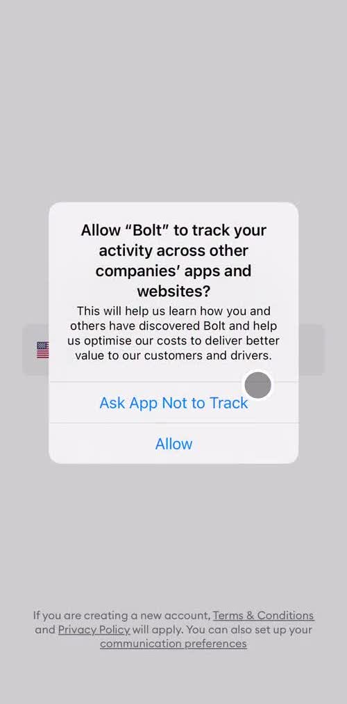 Bolt Enable tracking screen in the Onboarding flow