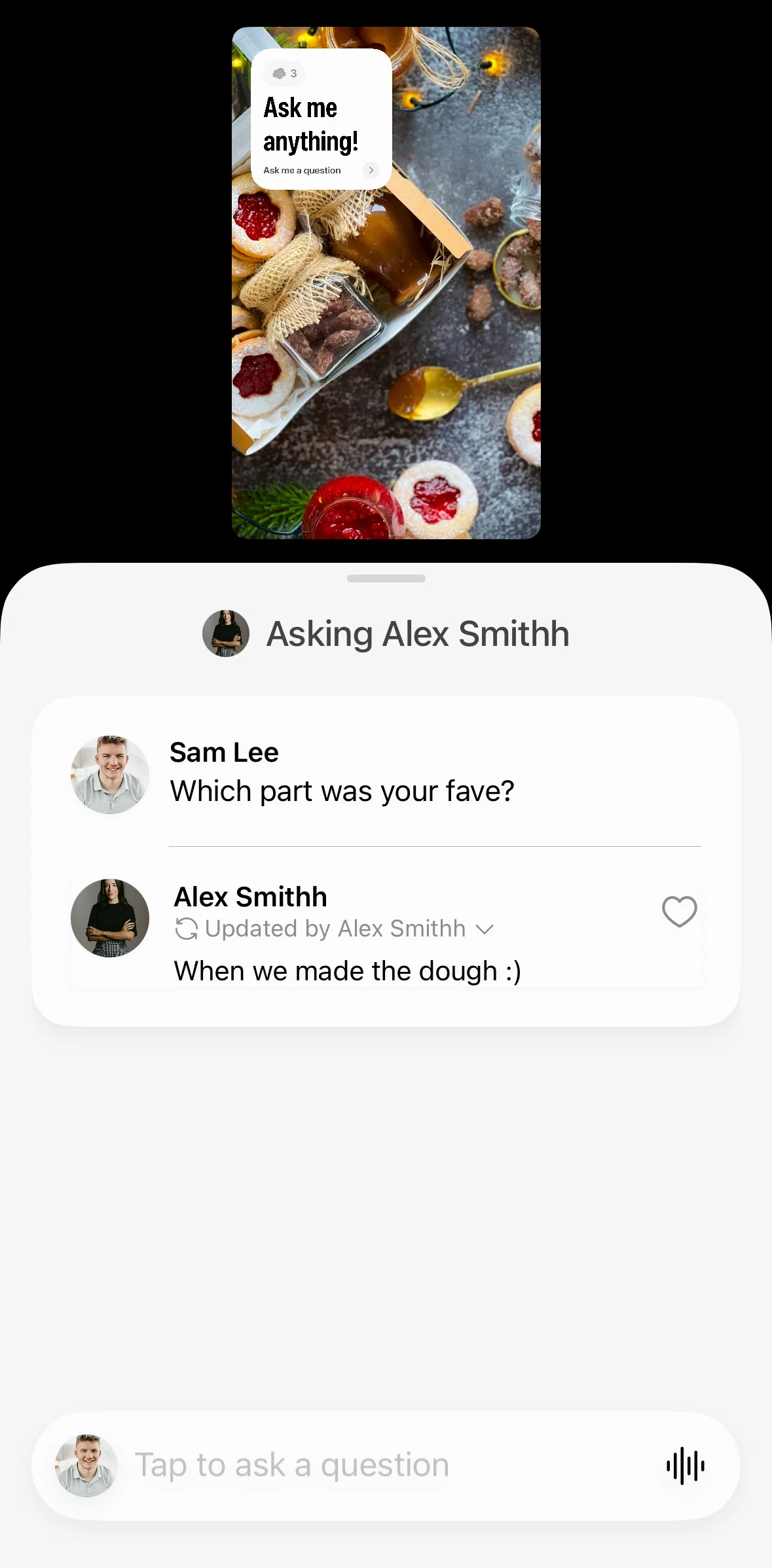 Bond Screen screen in the Liking an answer flow