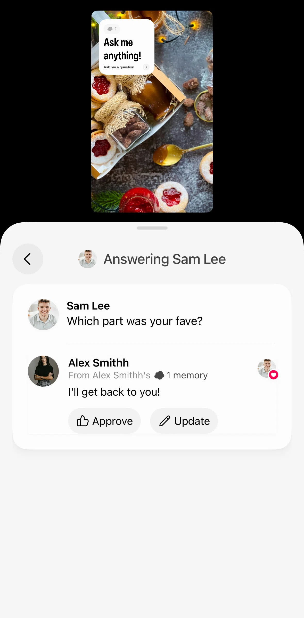 Bond Screen screen in the Updating an answer flow