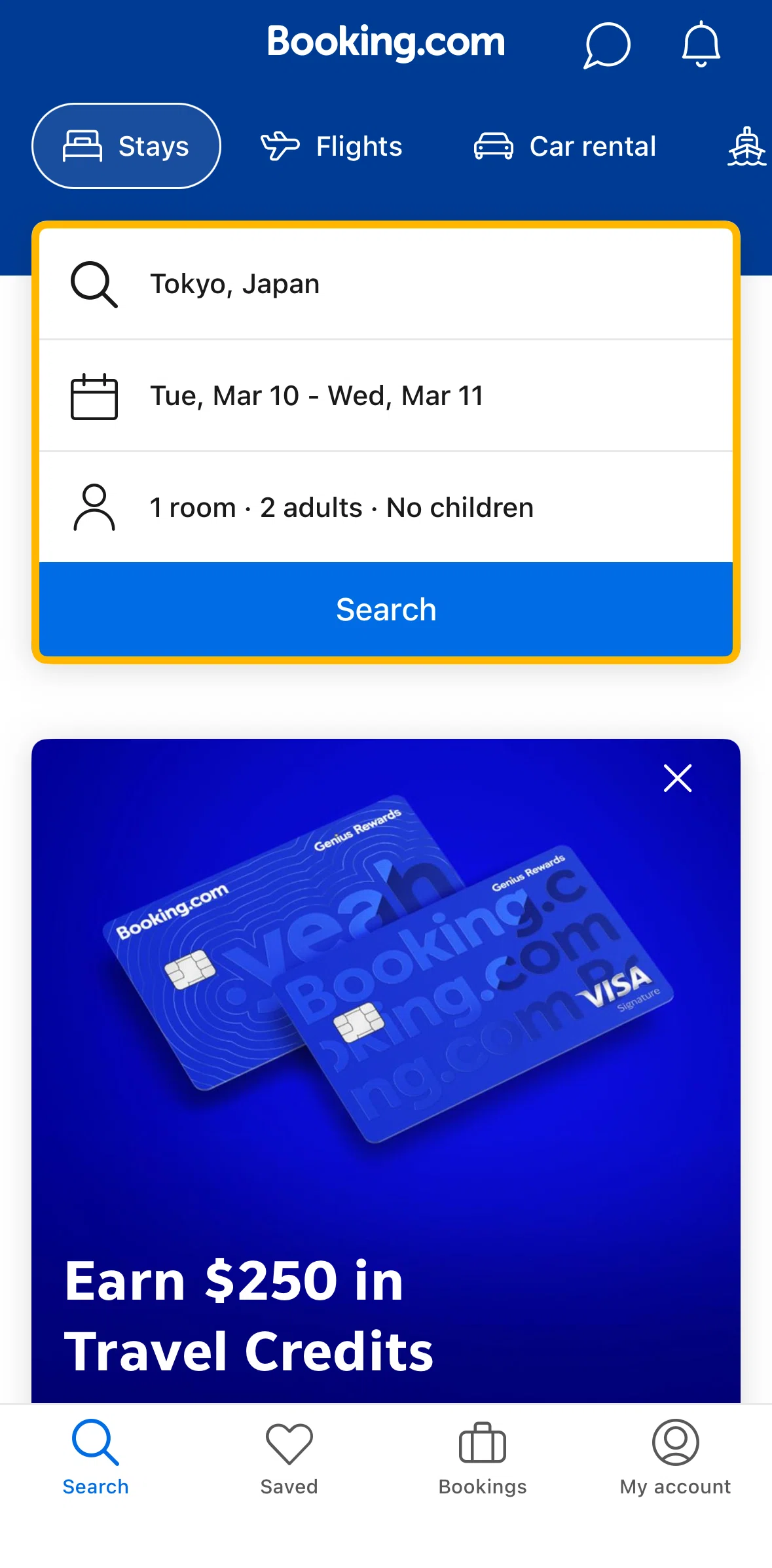 Booking Com Screen 1 screen in the Searching for a property flow