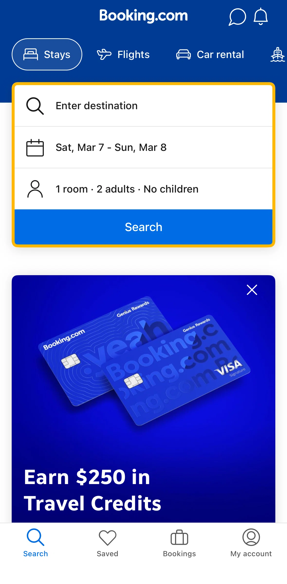 Booking Com Screen 1 screen in the Selecting dates flow