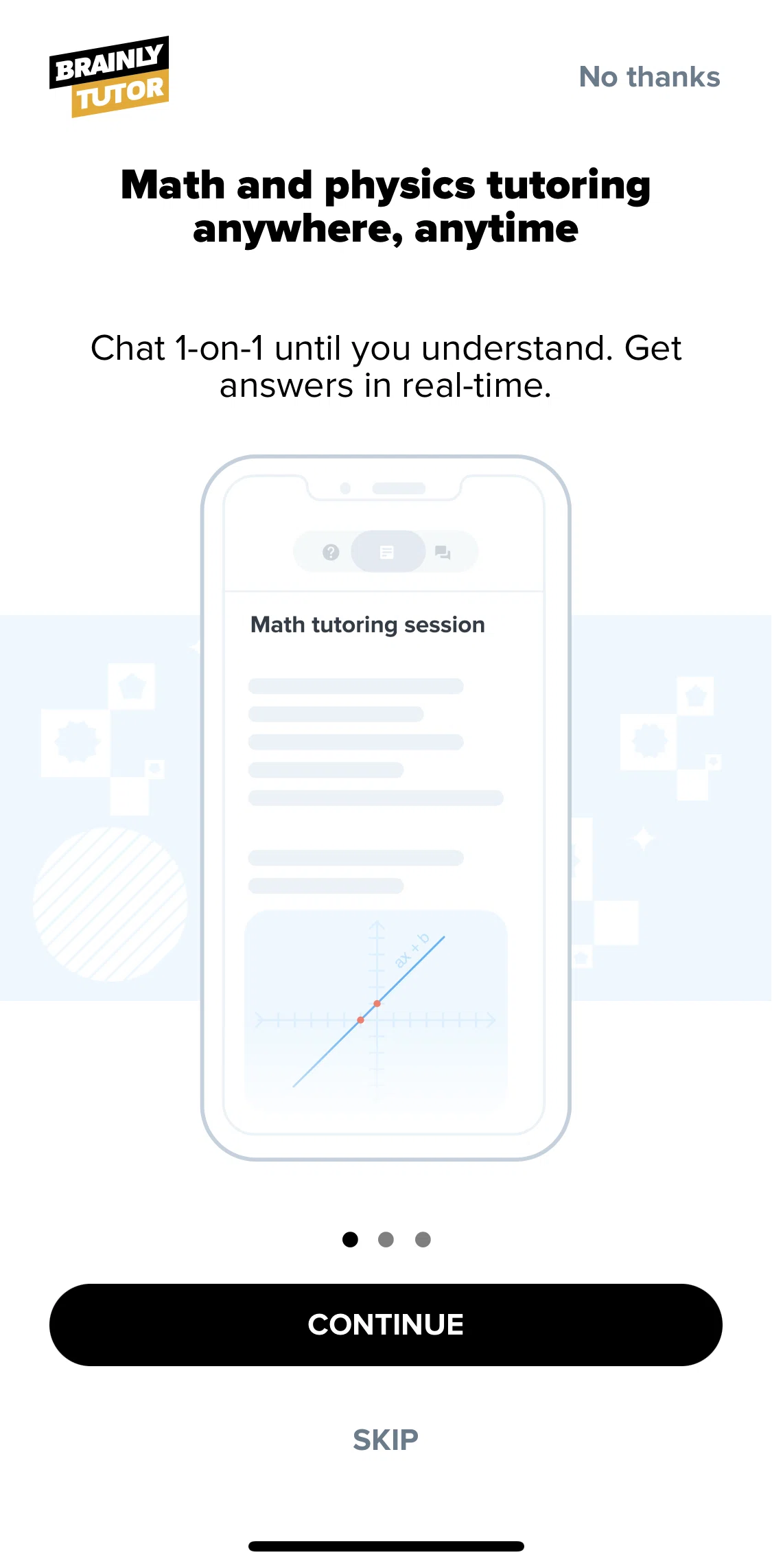 Brainly Screen screen in the Subscribing to Brainly Tutor flow