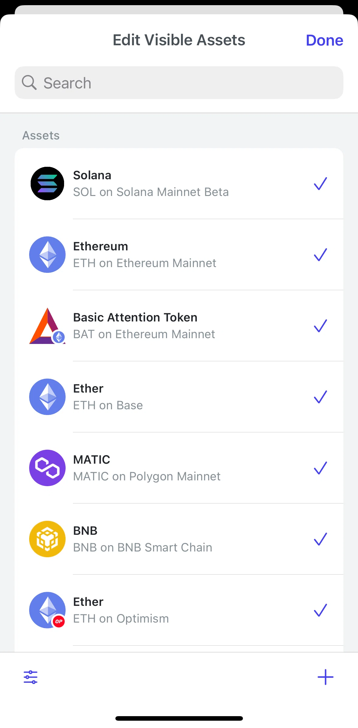 Brave Browser Screen screen in the Add custom asset flow