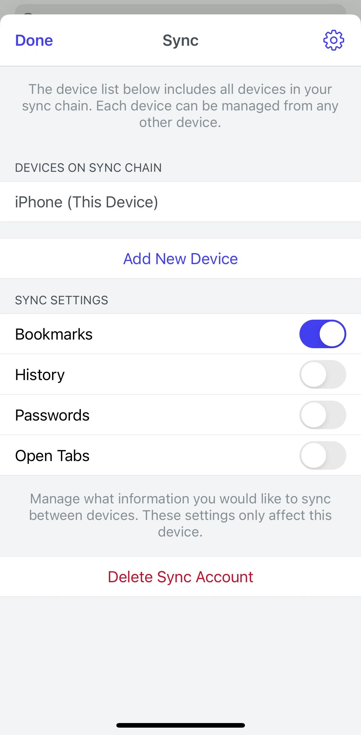 Brave Browser Screen screen in the Adding a device flow
