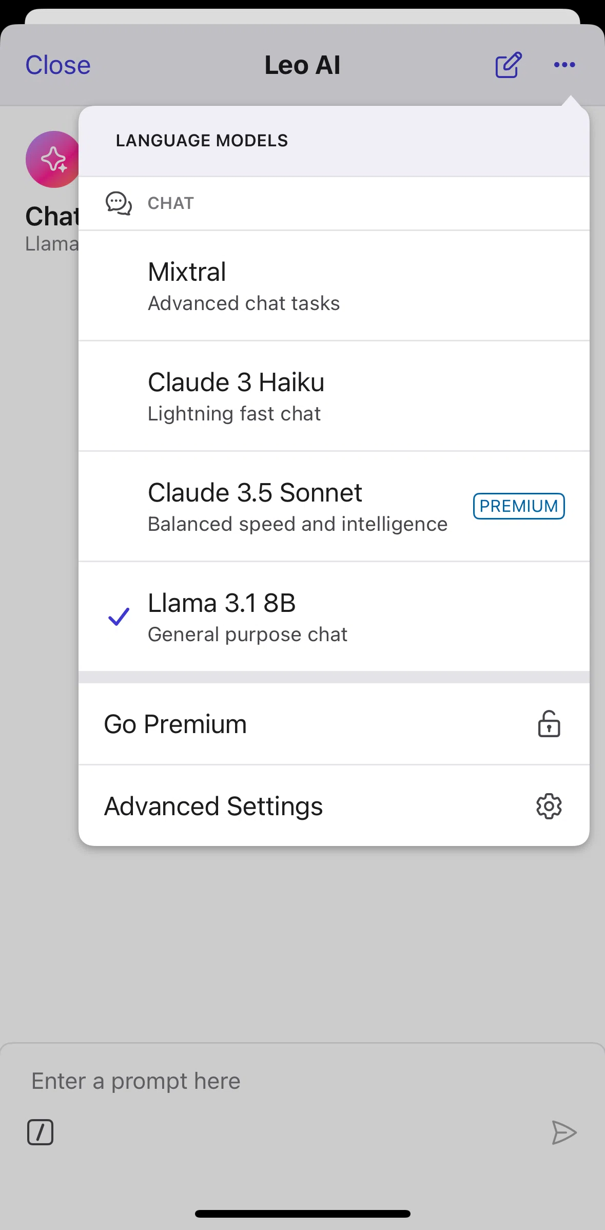 Brave Browser Screen screen in the Advanced settings flow