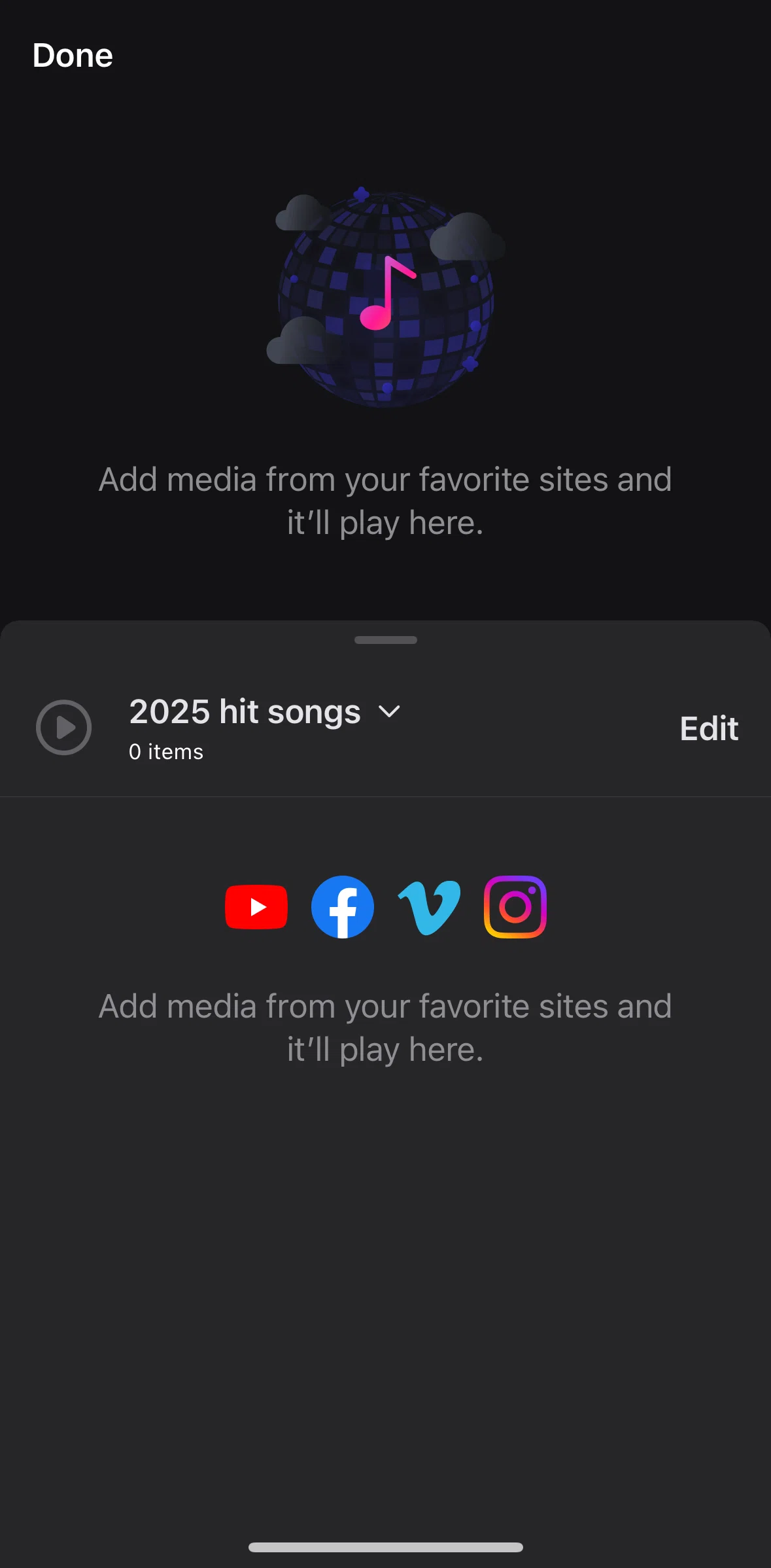 Brave Browser Screen screen in the Deleting a playlist flow