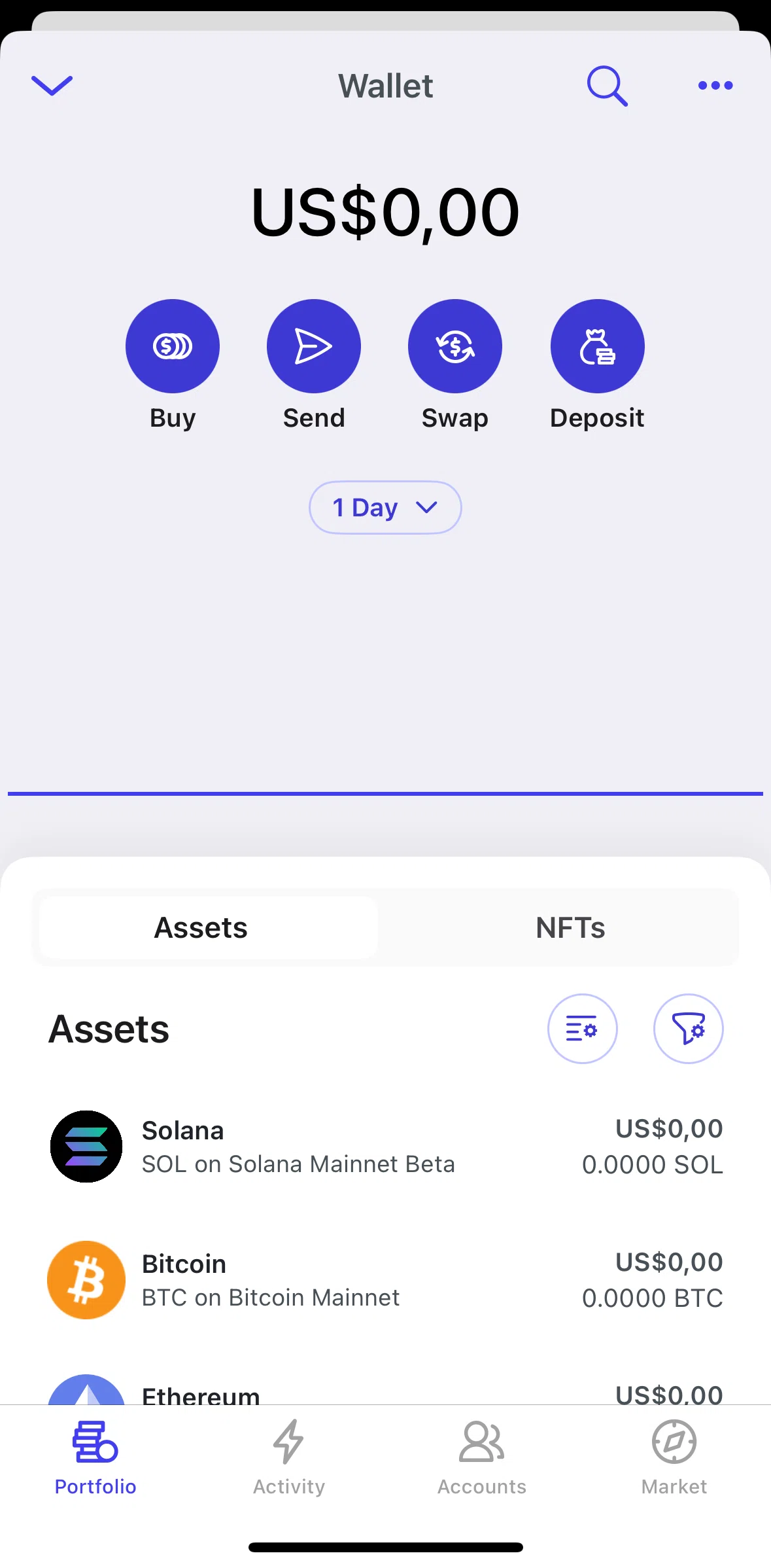 Brave Browser Screen screen in the Deposit an asset flow