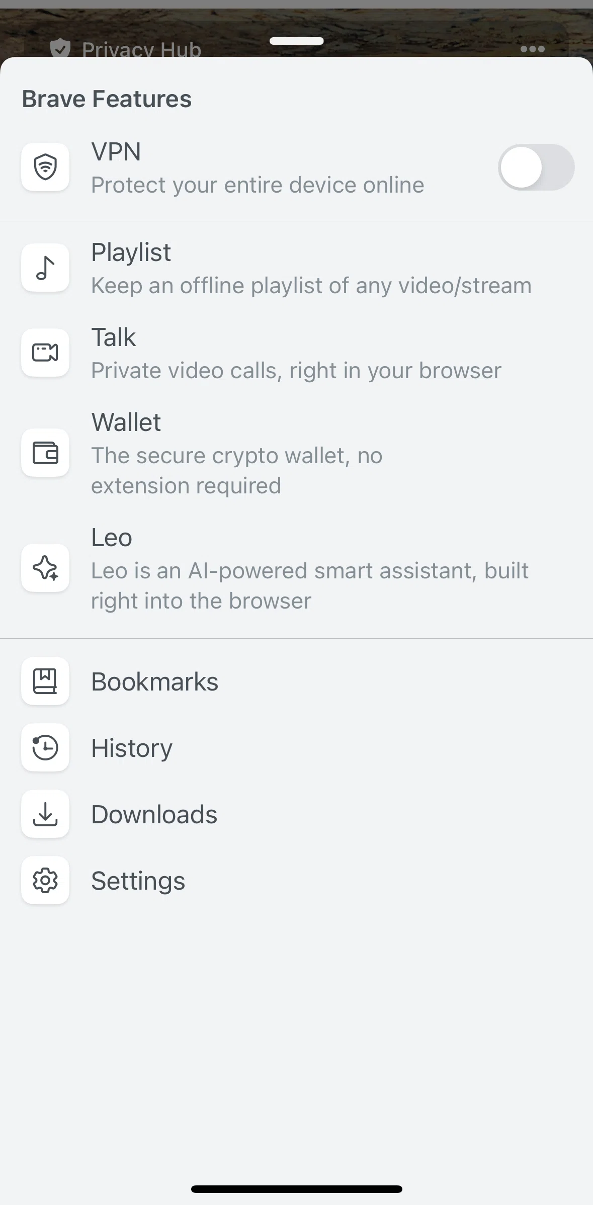 Brave Browser Screen screen in the Enabling VPN flow