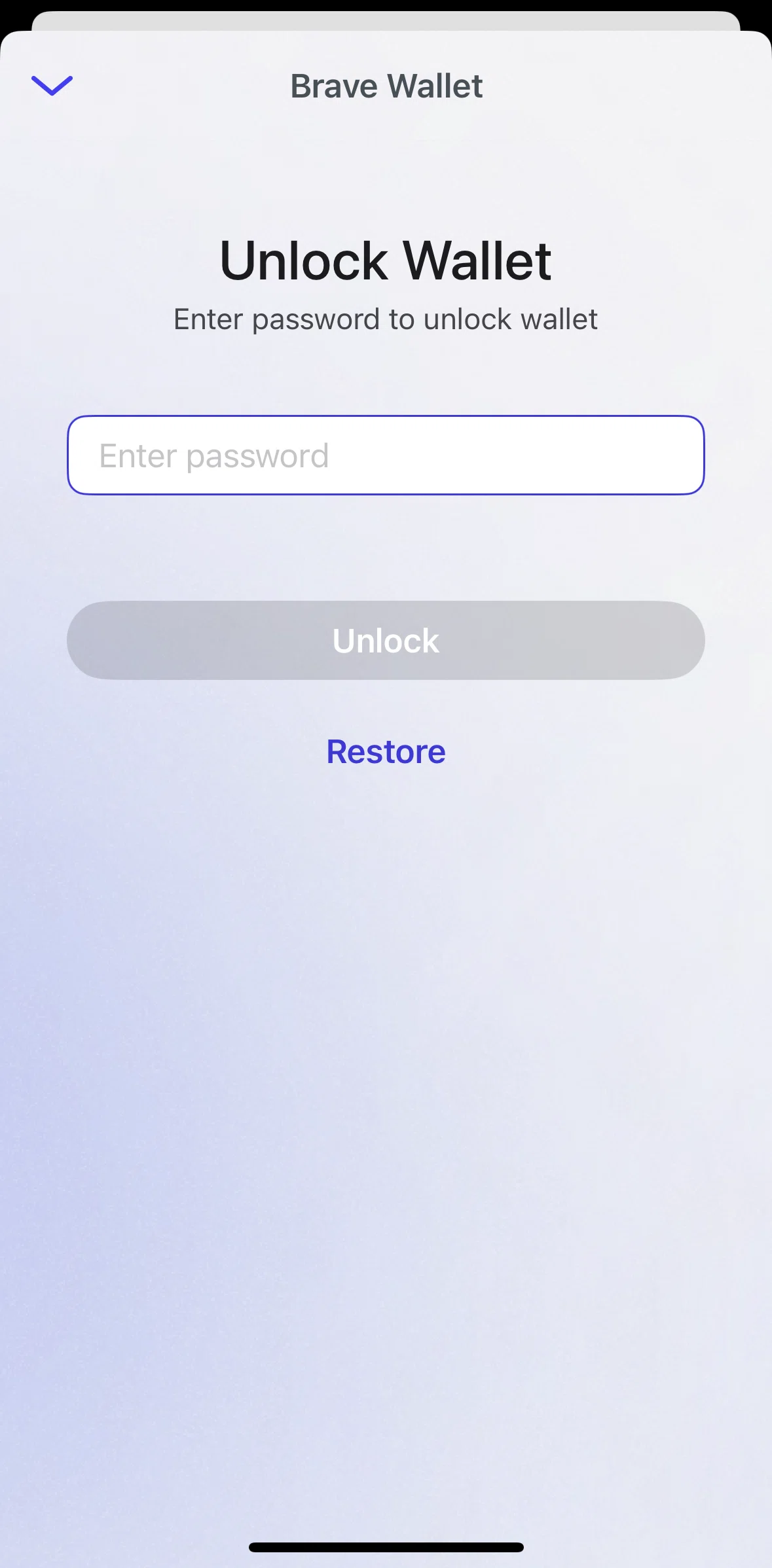 Brave Browser Screen screen in the Import an existing wallet flow