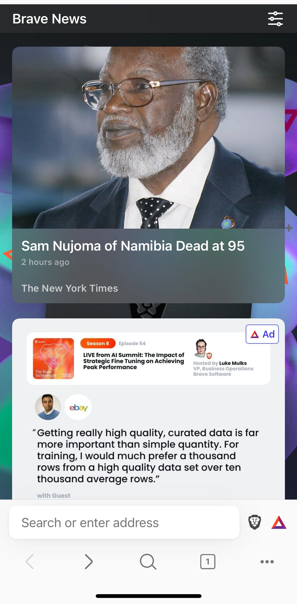 Brave Browser Screen screen in the Refresh contents flow