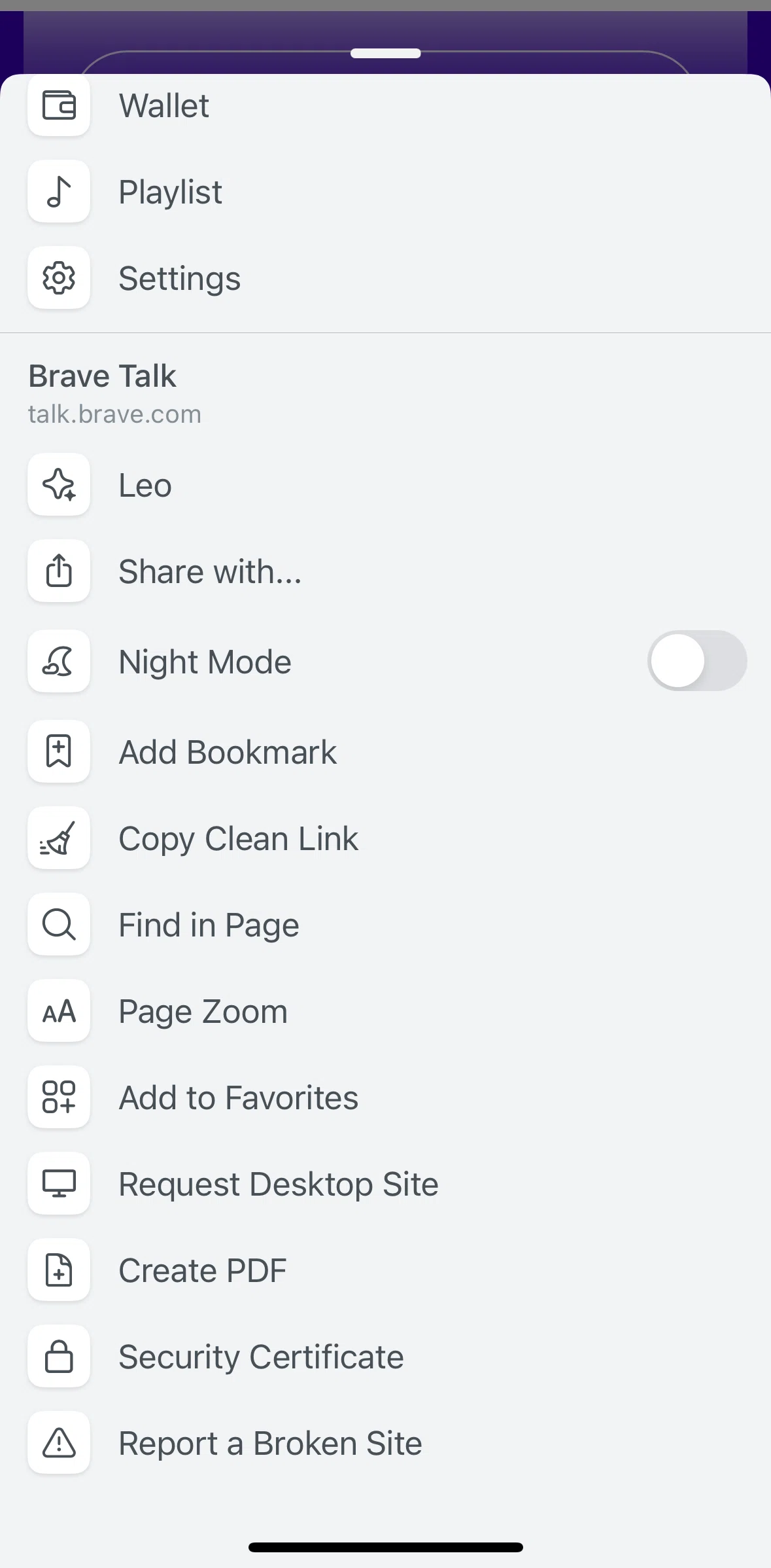 Brave Browser Screen screen in the Reporting a broken site flow