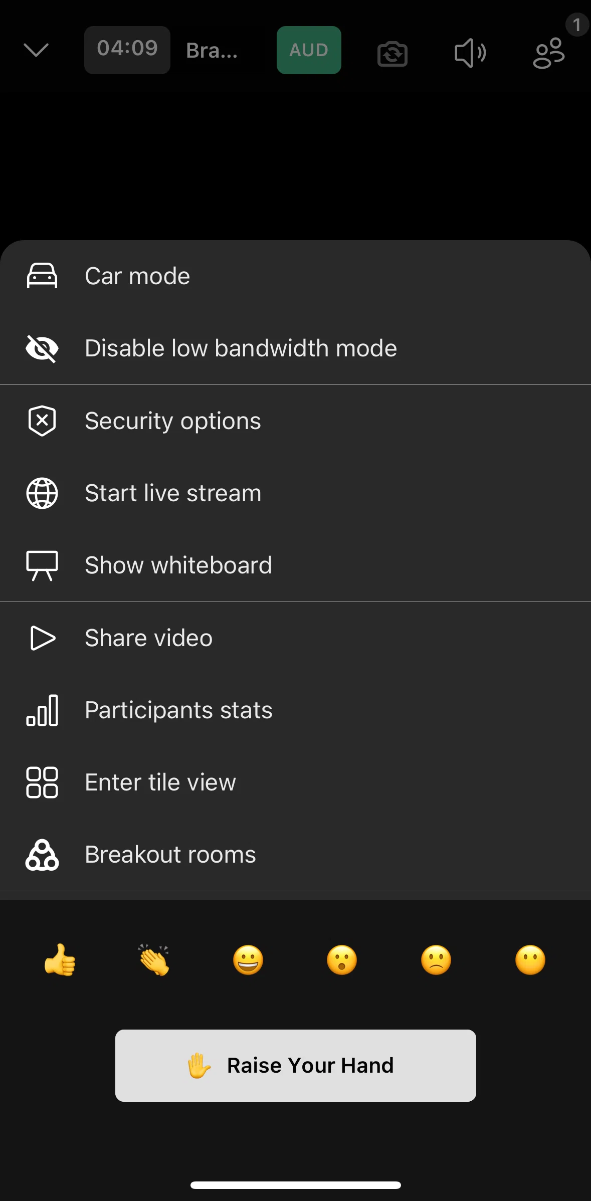 Brave Browser Screen screen in the Switching to car mode flow