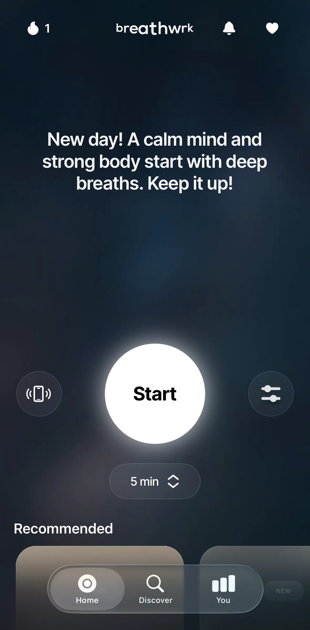 Breathwrk Screen screen in the Changing an exercise time target flow