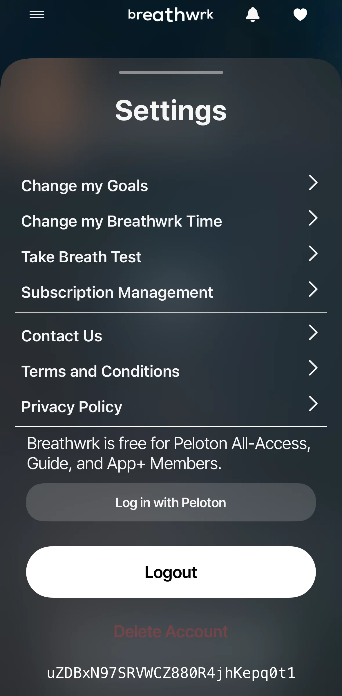 Breathwrk Screen screen in the Chatting with Breathwrk support flow