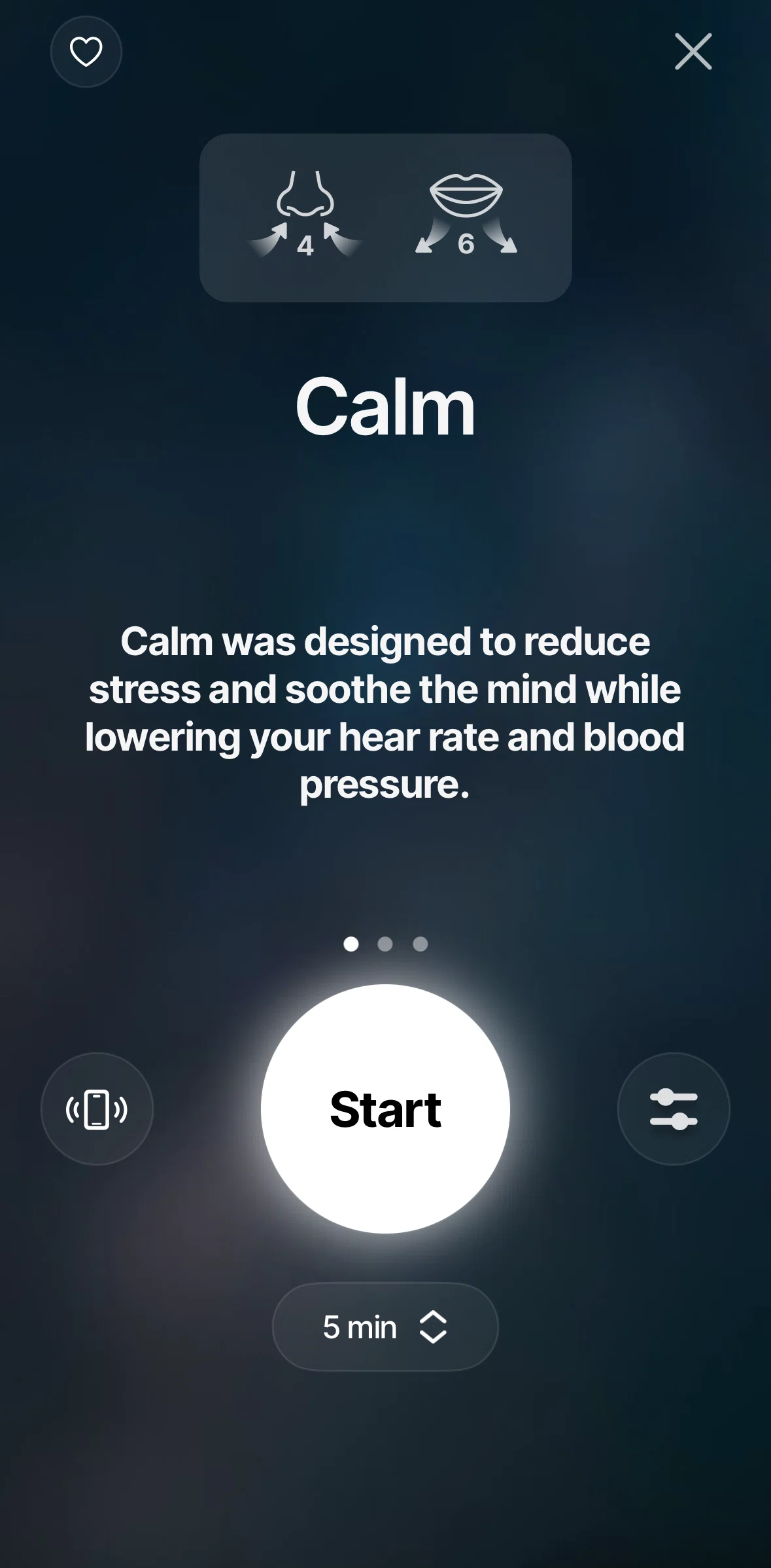 Breathwrk Screen screen in the Favoriting an exercise flow
