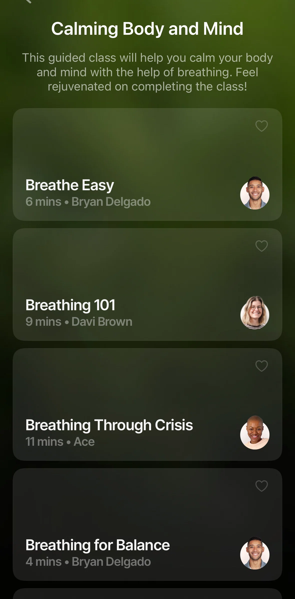 Breathwrk Screen screen in the Starting an exercise (class) flow