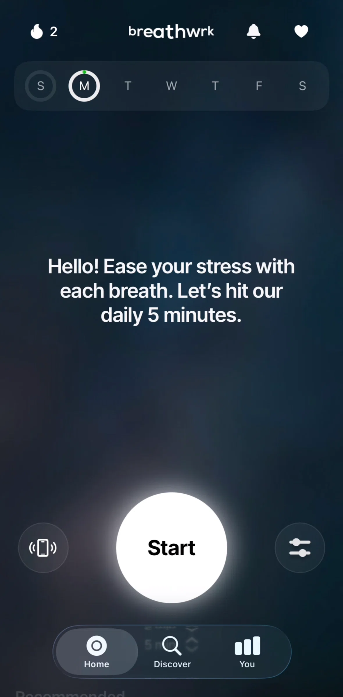 Breathwrk Screen screen in the You flow