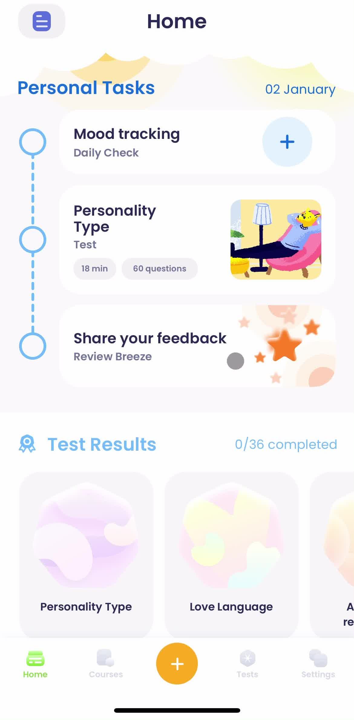 Breeze Home screen in the Deleting Your Account flow