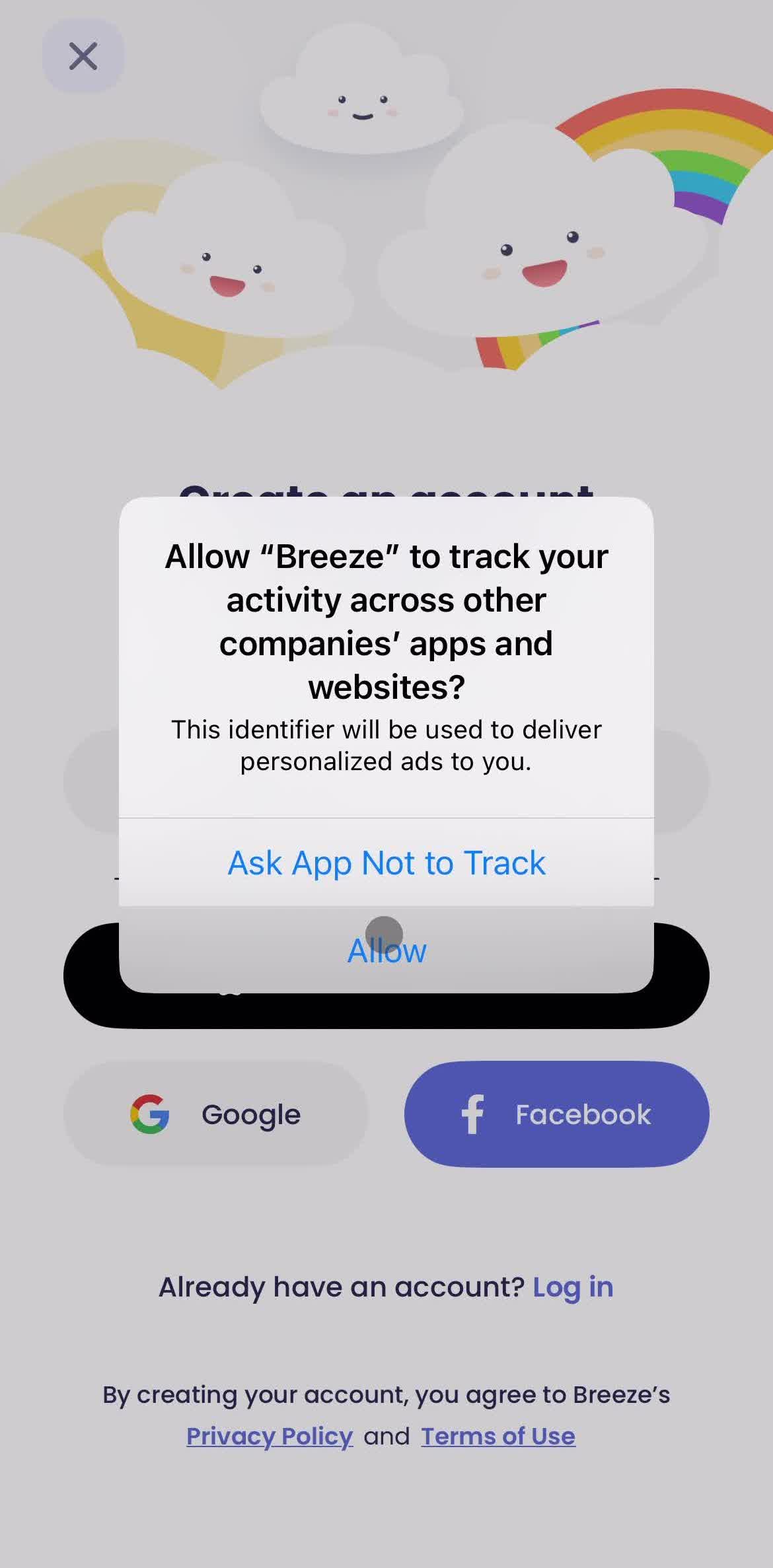 Breeze Enable tracking screen in the Onboarding flow