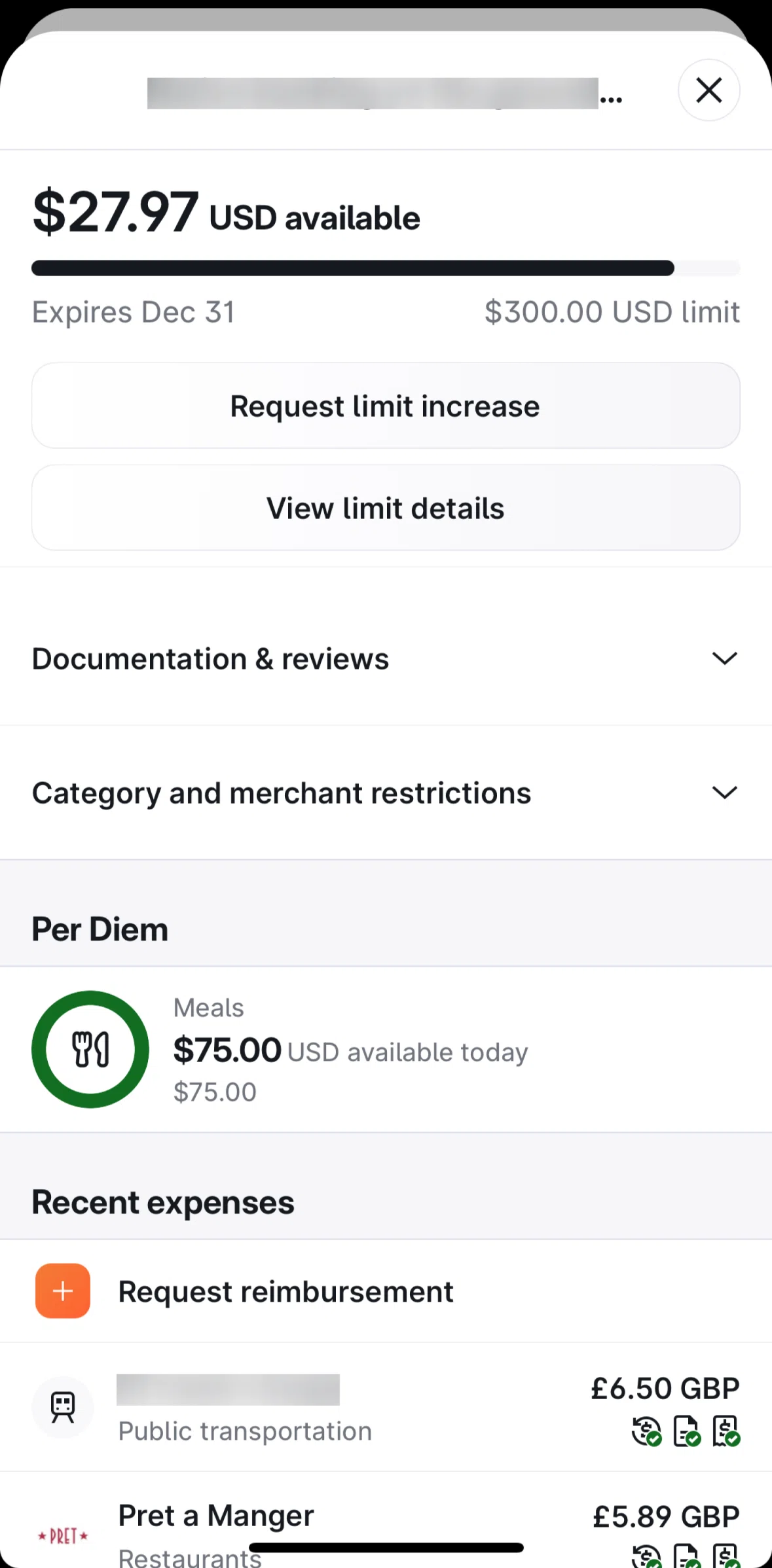 Brex Screen screen in the Request a limit increase flow