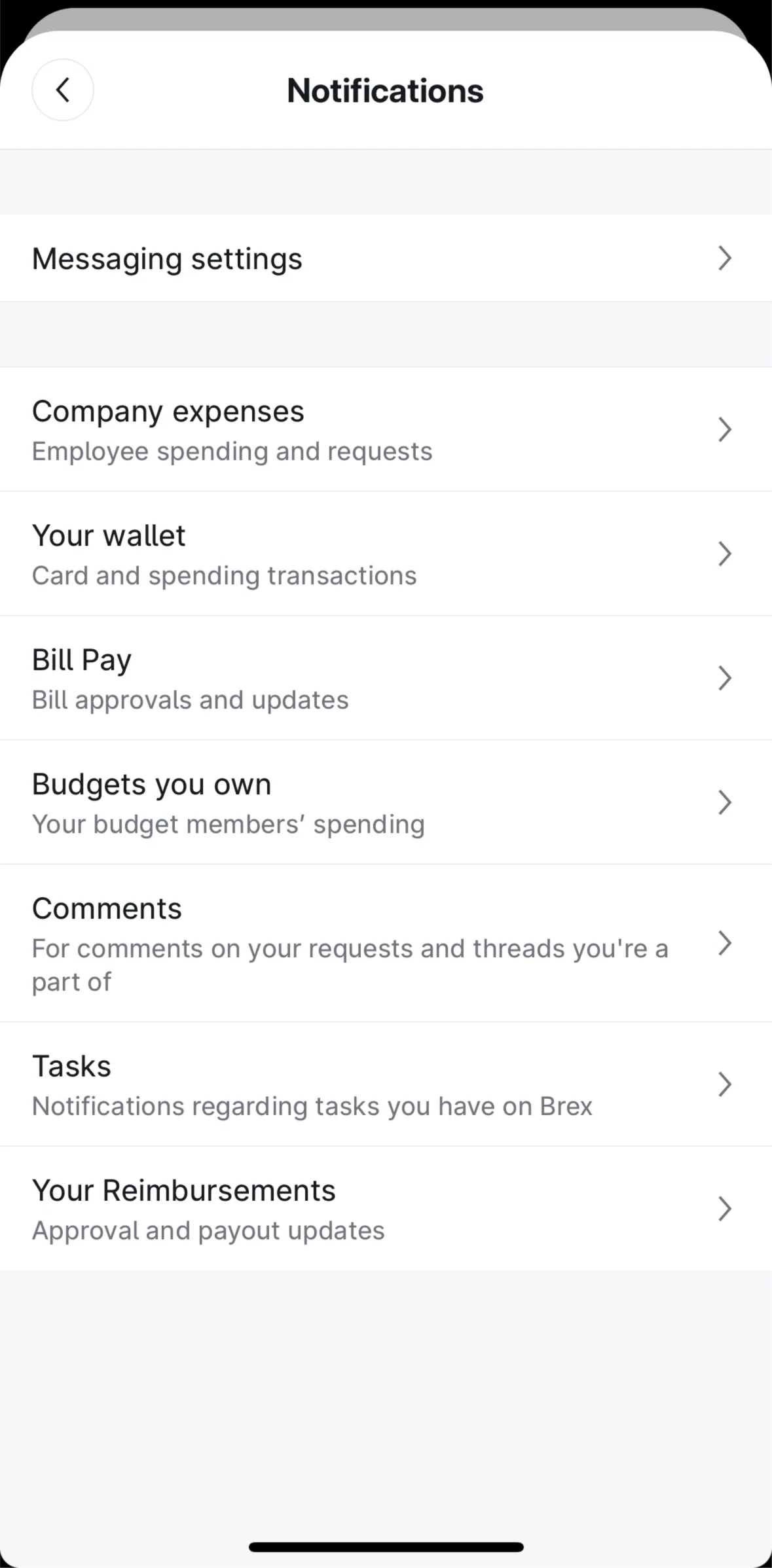 Brex Screen screen in the Turning on notifications flow