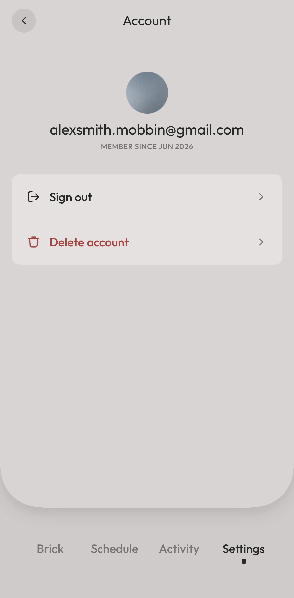Brick Screen screen in the Logging out flow