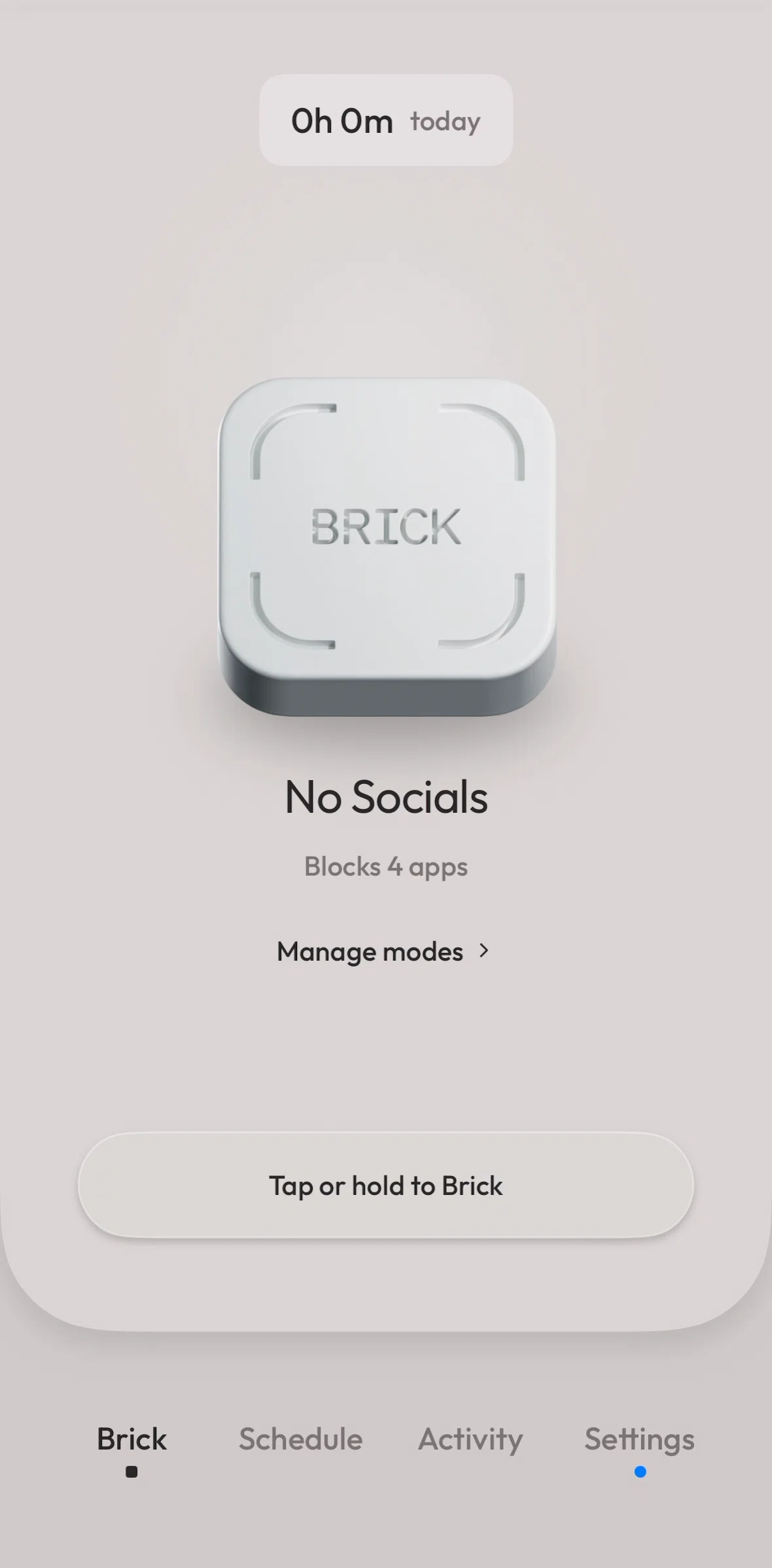 Brick Screen screen in the Starting a session (without device) flow