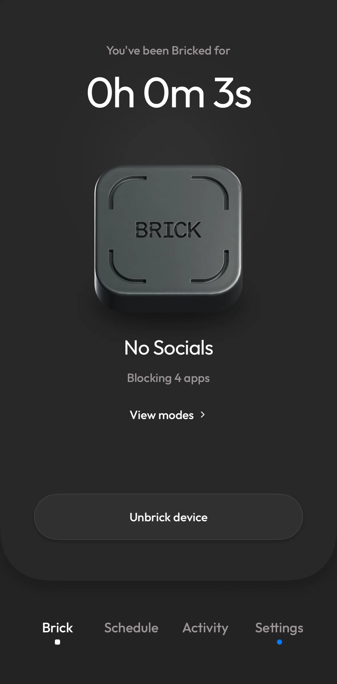Brick Screen screen in the Stopping a session flow