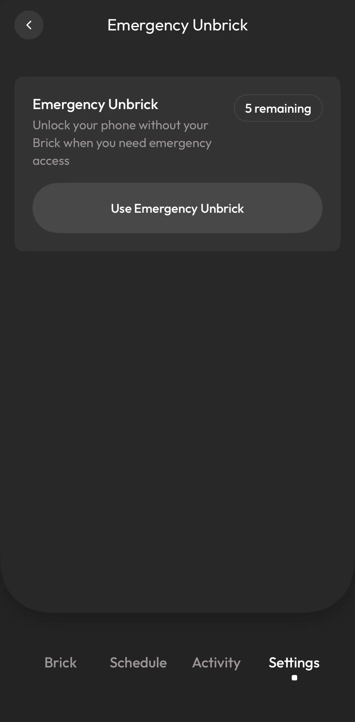 Brick Screen screen in the Using emergency unbrick flow