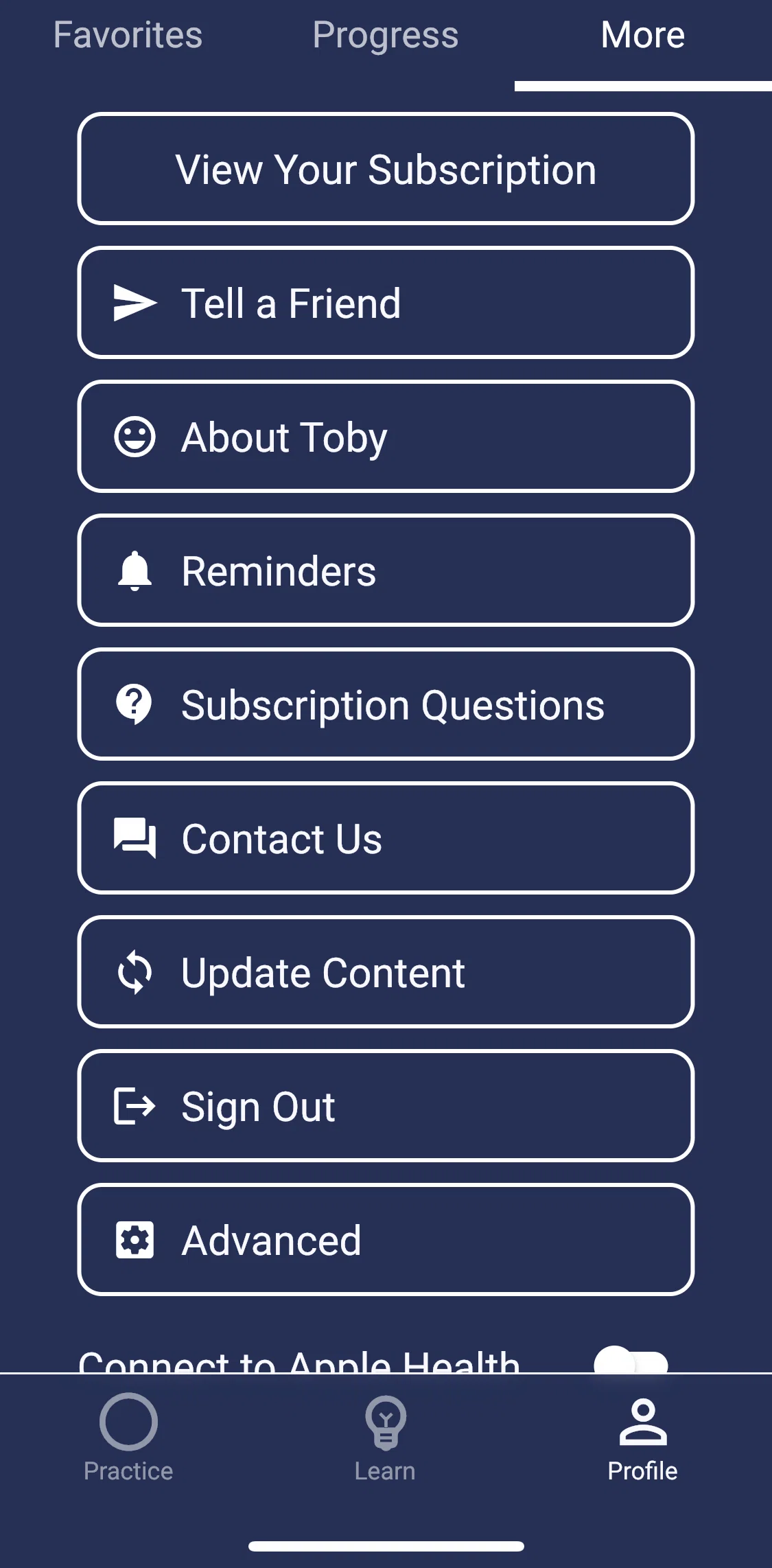Brightmind Screen screen in the About Toby flow