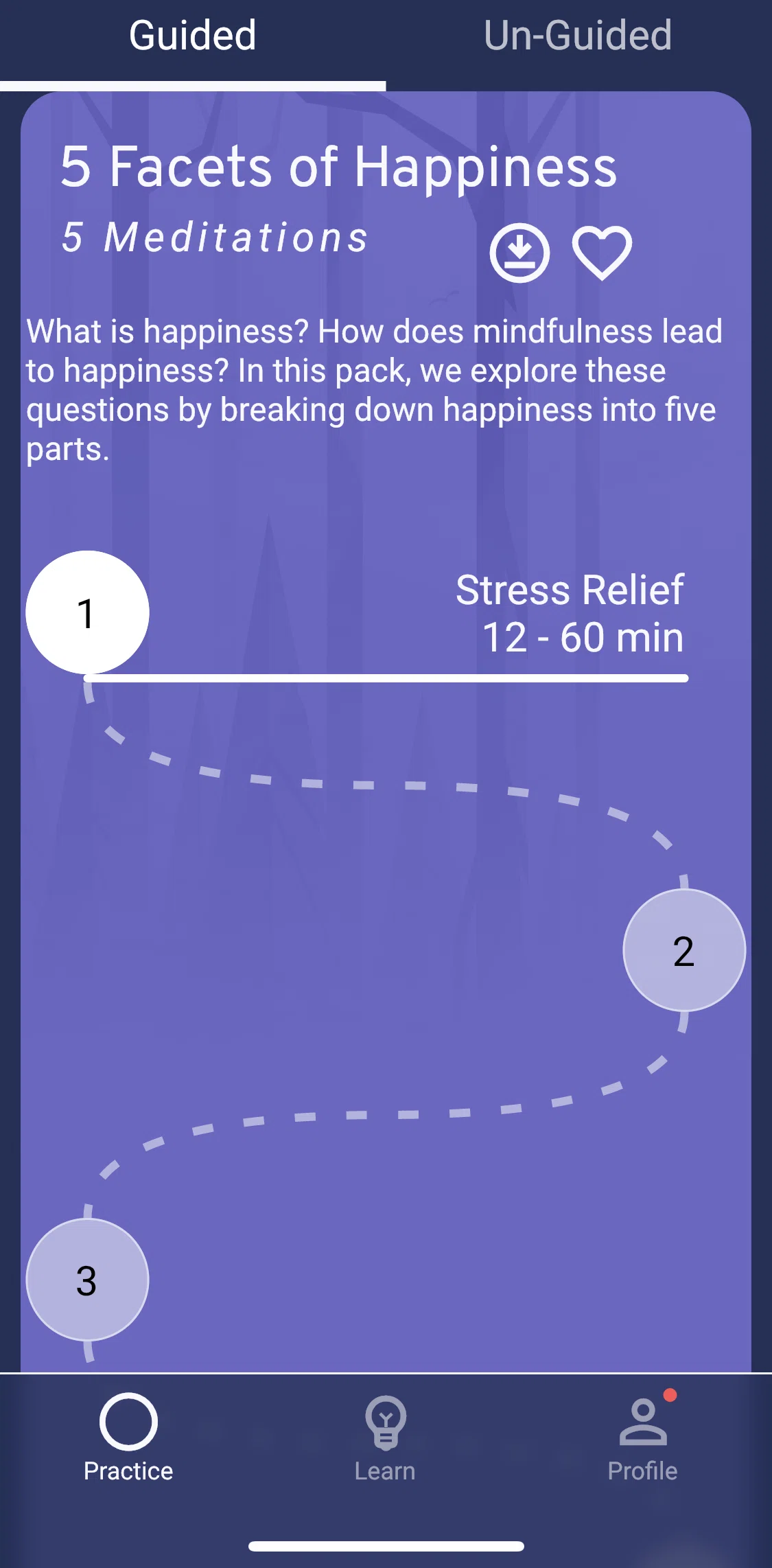 Brightmind Screen screen in the Completing a meditation pack flow