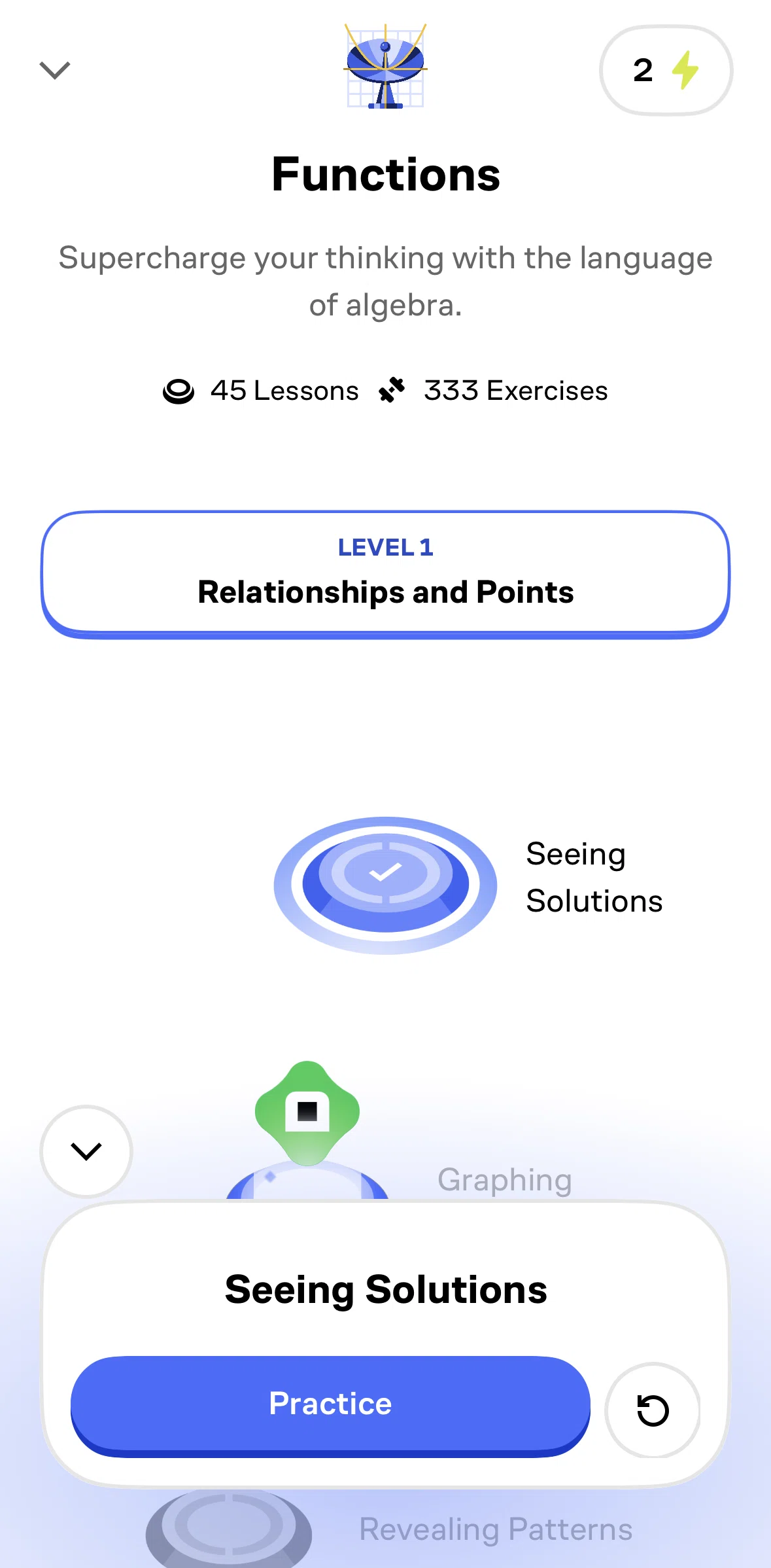 Brilliant Screen screen in the Completing a lesson (math) flow