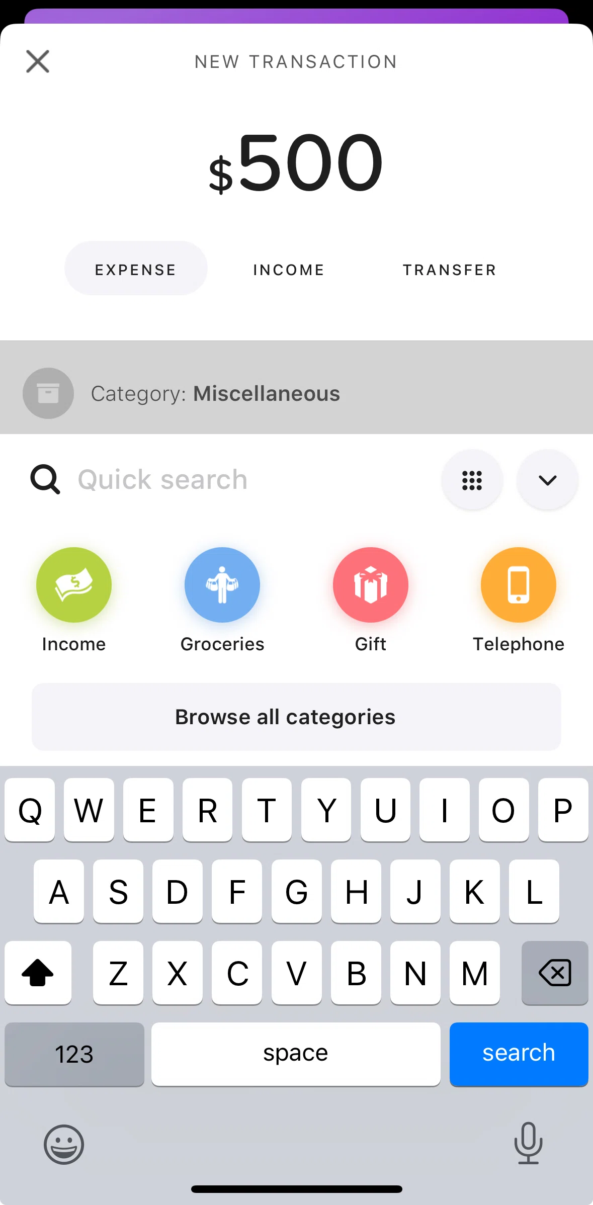 Buddy Screen screen in the Browse all categories flow