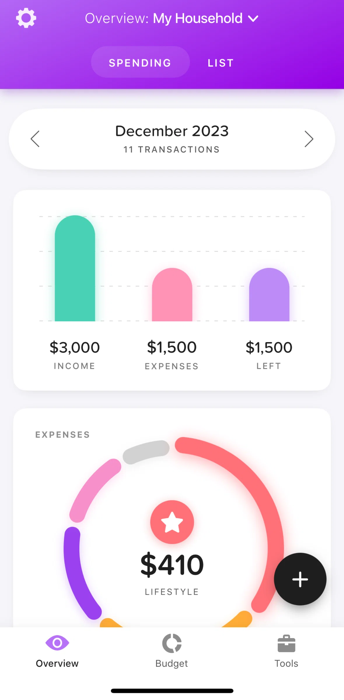 Buddy Screen screen in the Budget flow