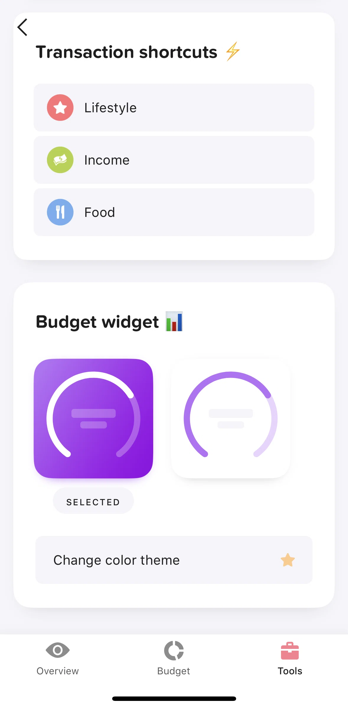 Buddy Screen screen in the Customizing widget flow