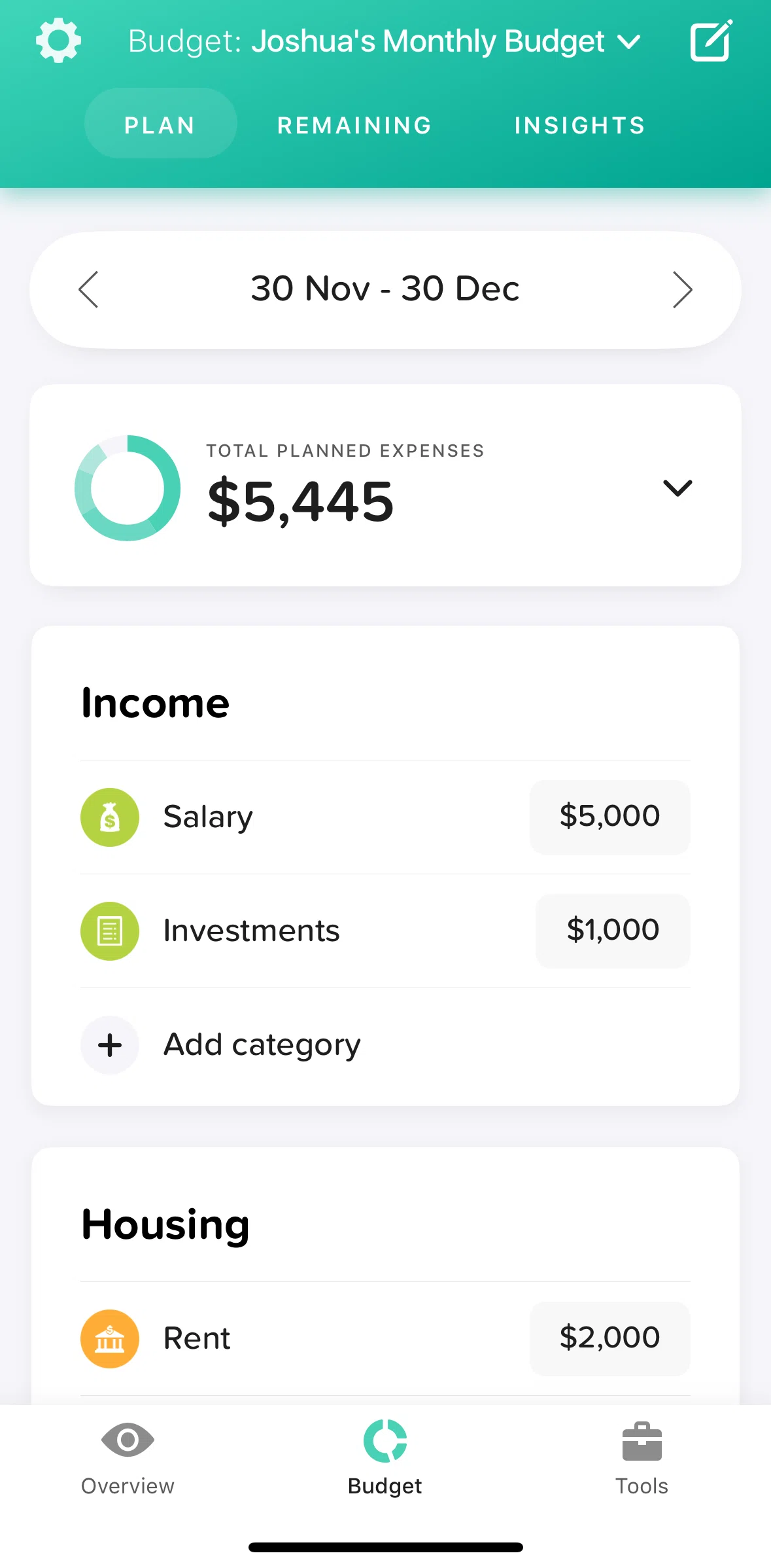 Buddy Screen screen in the Reordering budget categories flow