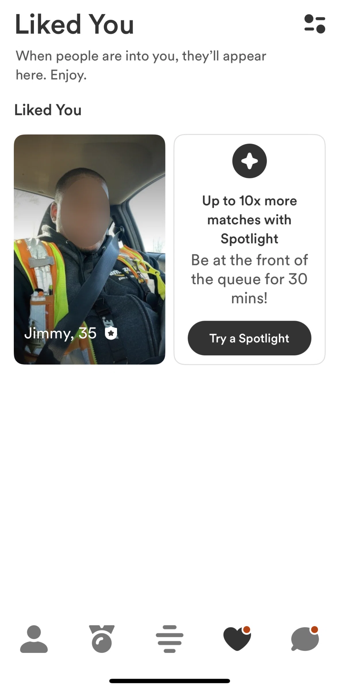 Bumble Screen screen in the Activating spotlight flow
