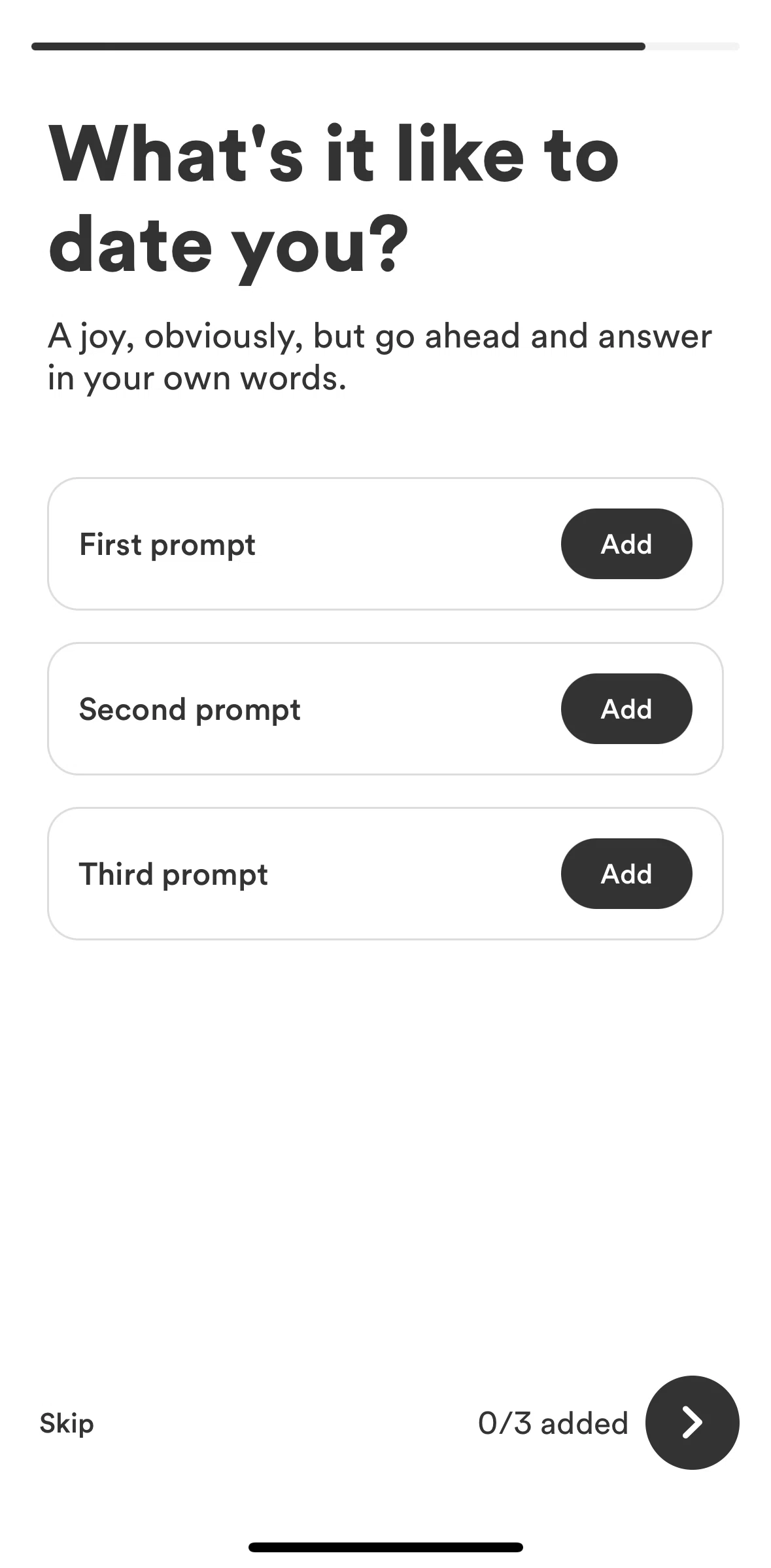 Bumble Screen screen in the Adding a prompt flow