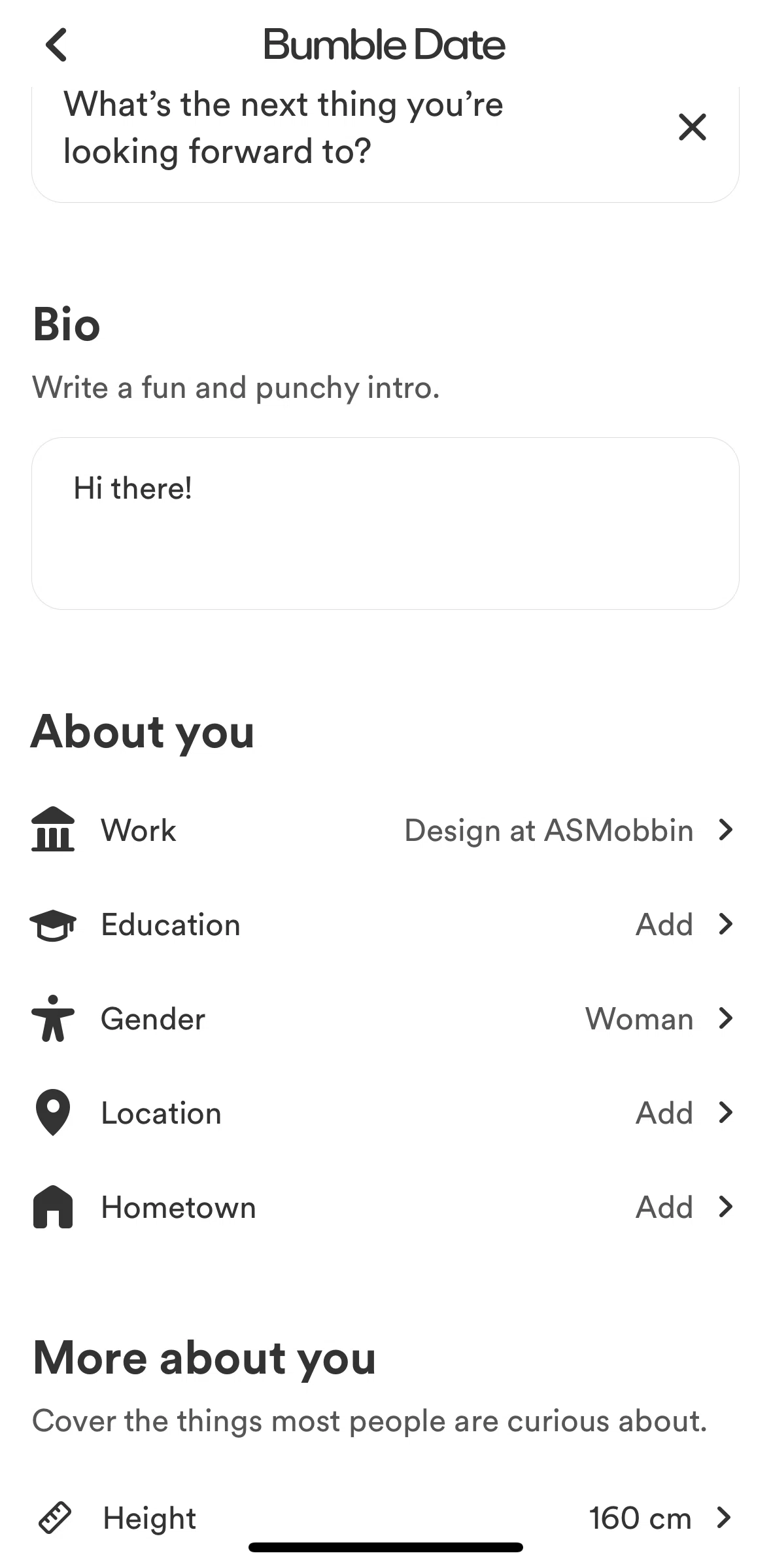 Bumble Screen screen in the Adding location flow