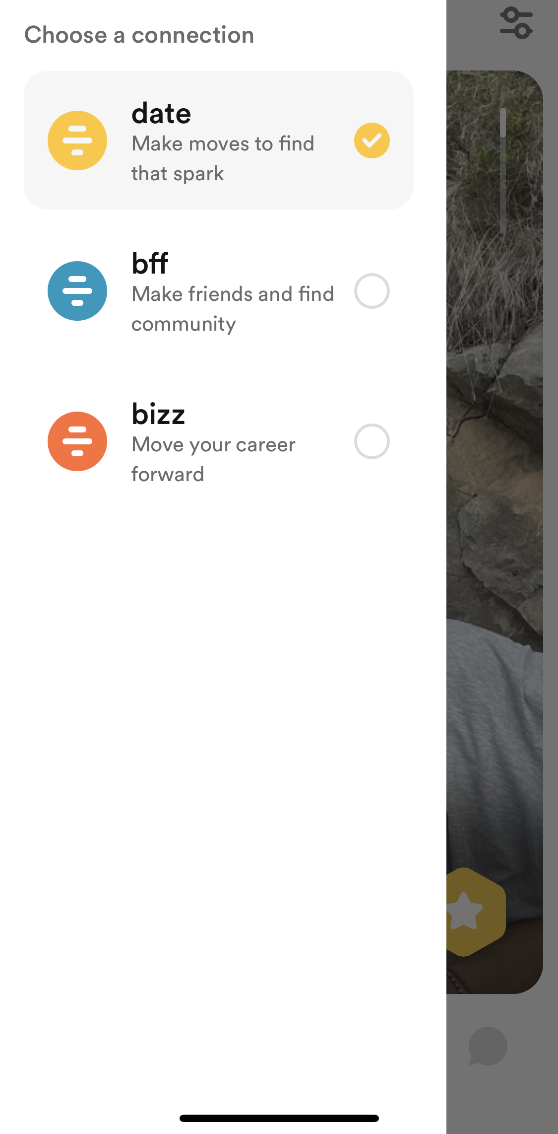 Bumble Select account type screen in the Business Sign Up flow