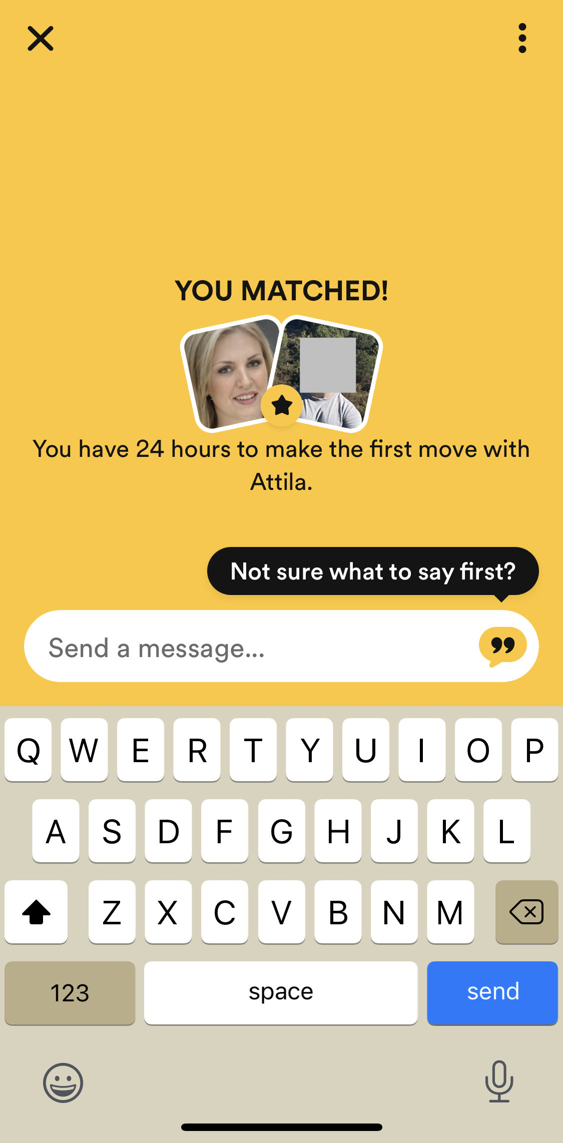 Bumble Matched screen in the Chat flow